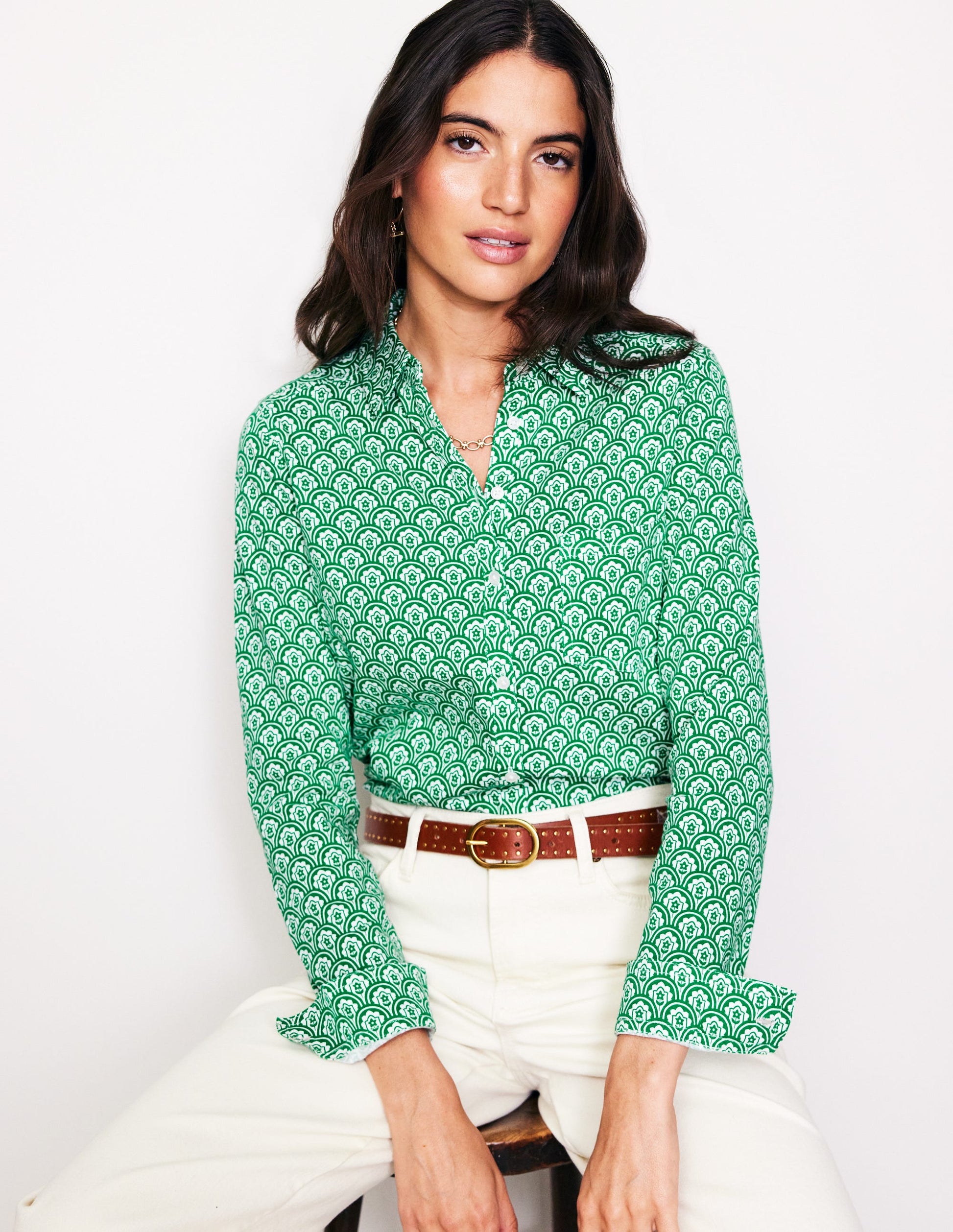 Amelia Jersey-Hemd-Grün, Motiv Trellis Pop-4
