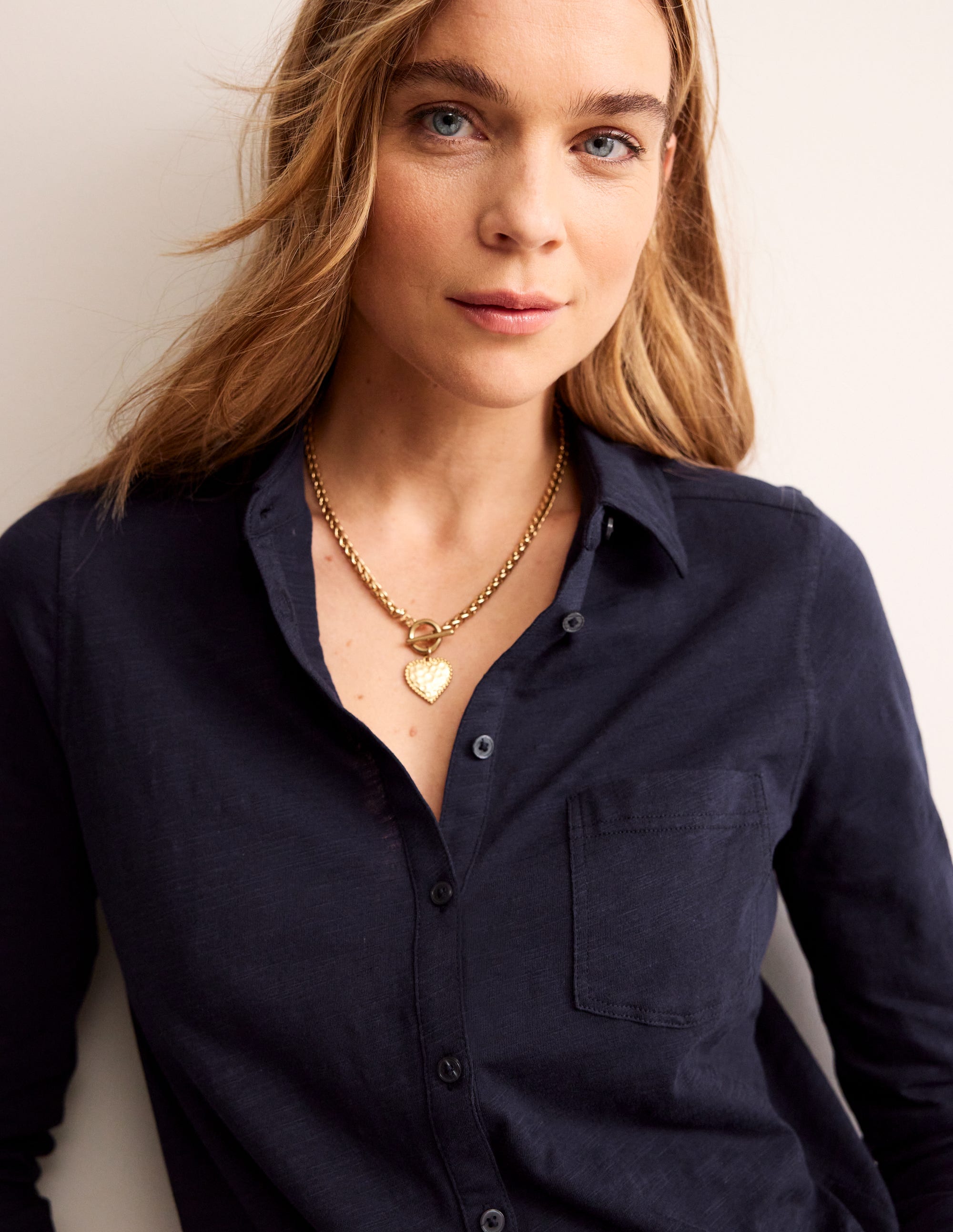 Chemise Amelia en jersey-Bleu Marine, Petits Pois - Image 3
