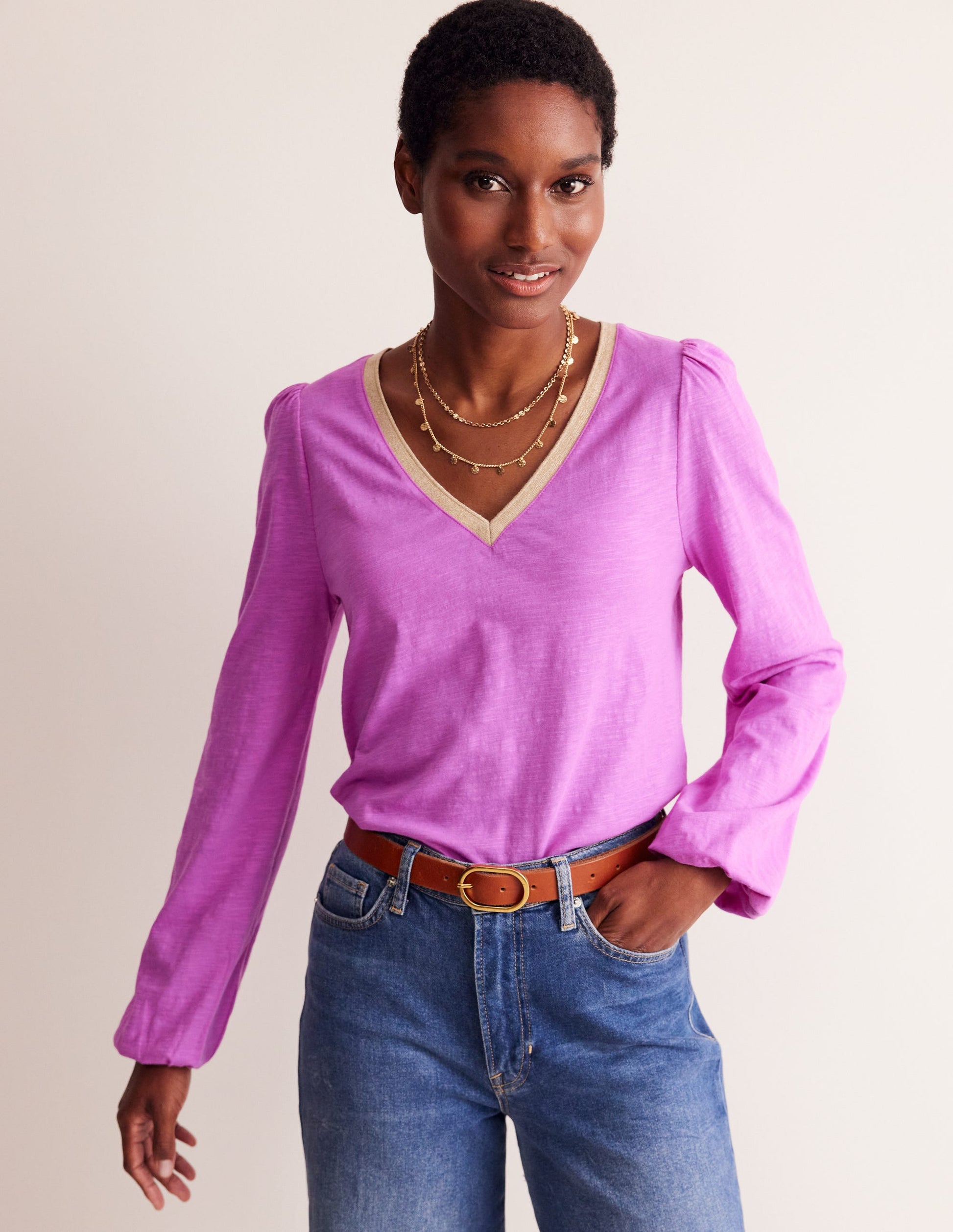 Top à manches longues et détails métallisés-Black-4