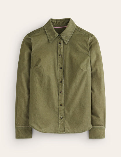 Chemise Sienna en velours côtelé-Vert des bois