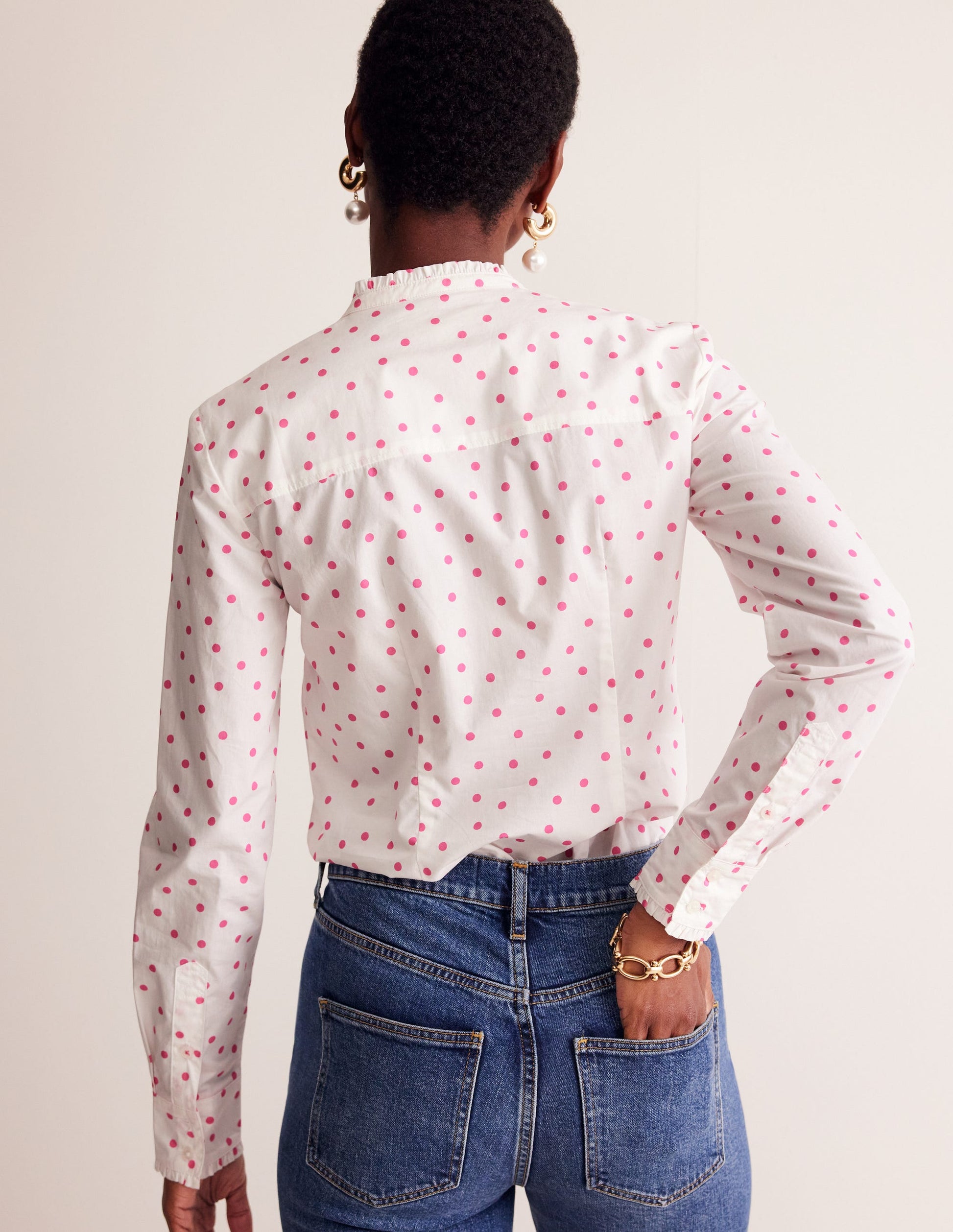 Chemise Phoebe-Ivoire, pois rose festif-3