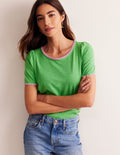 Ali Crochet T-shirt-Kelly Green