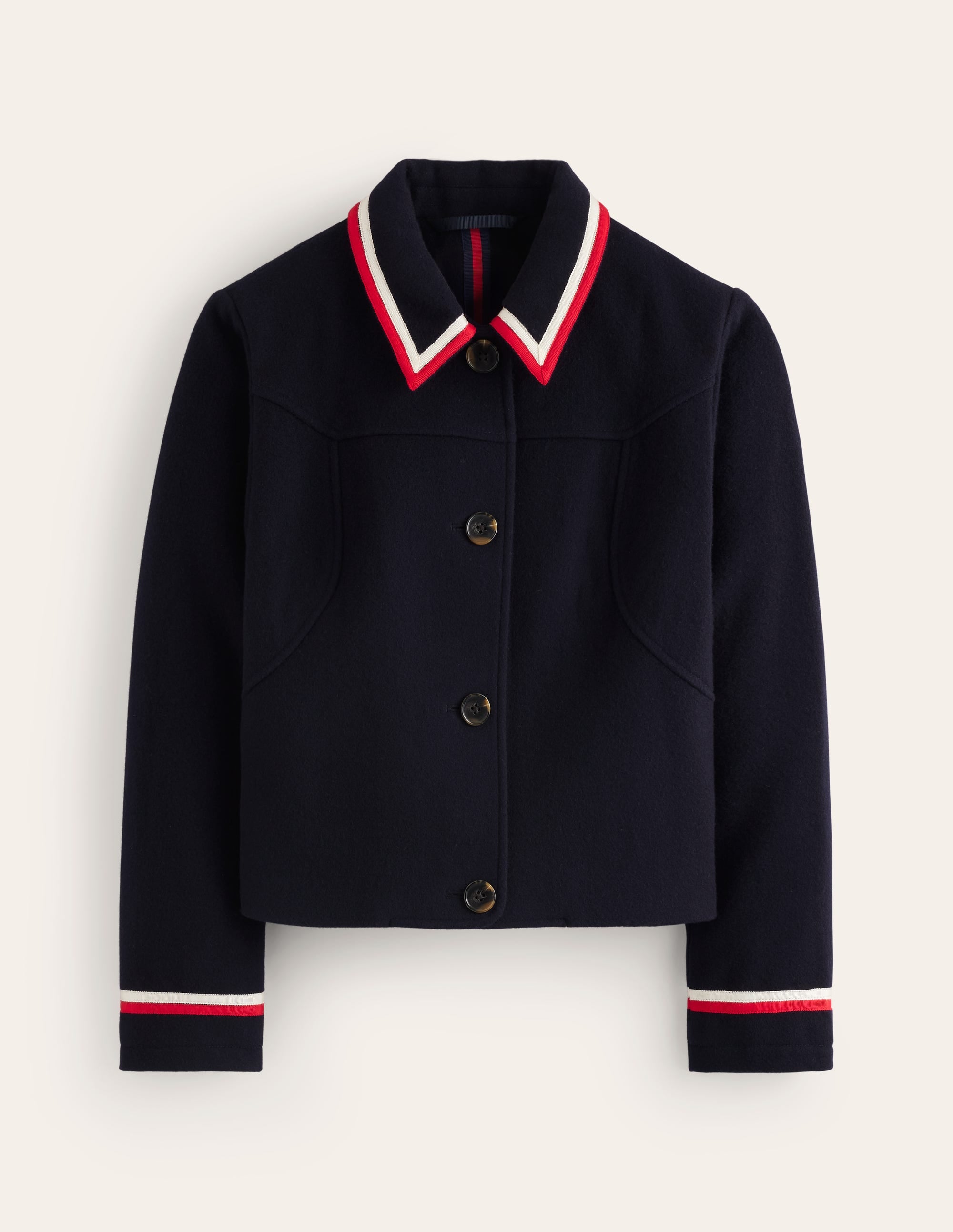 Veste Melton en oxford-Bleu Marine, Petits Pois - Image 6