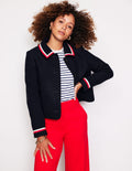 Veste Melton en oxford-Bleu Marine, Petits Pois