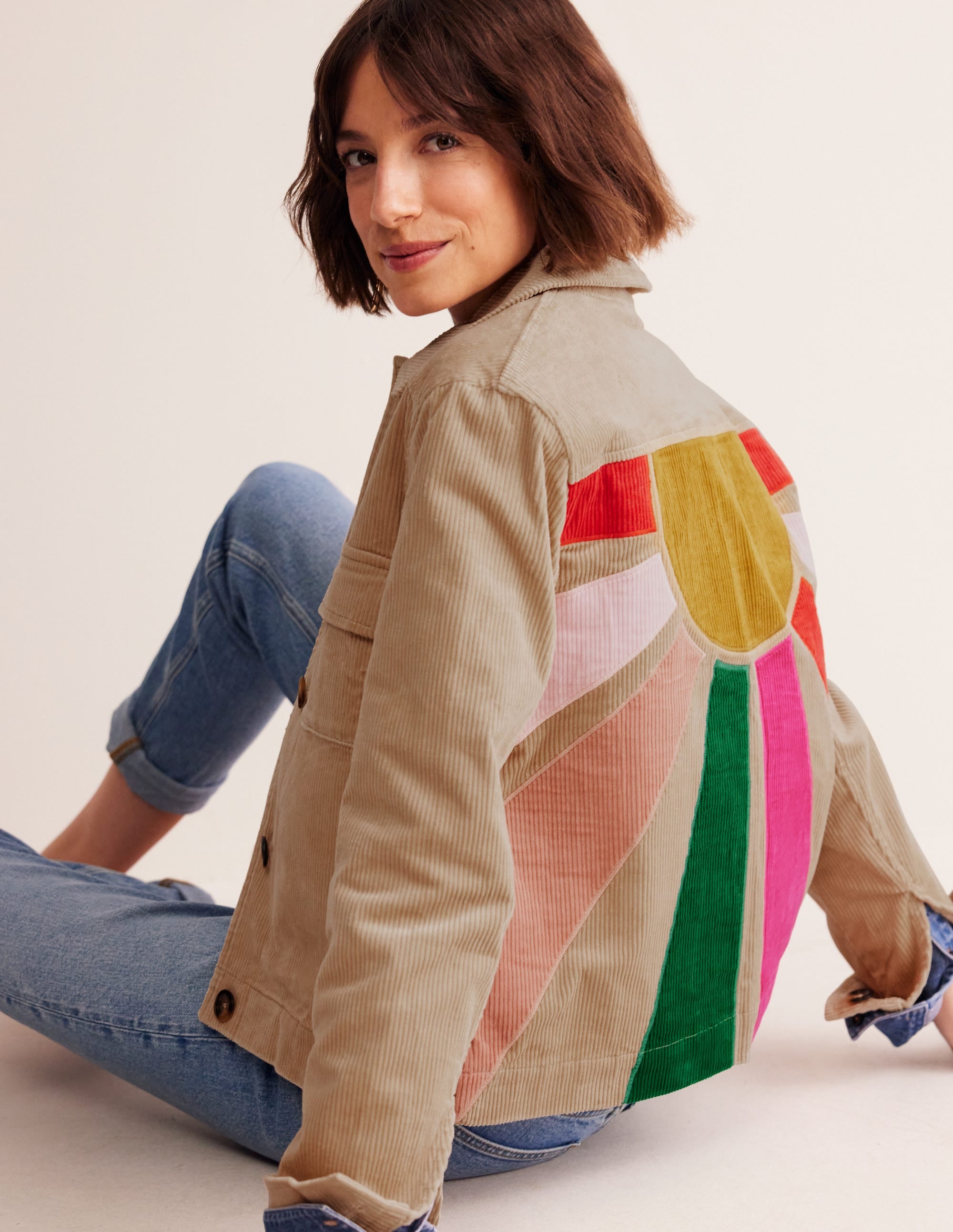 Veste en velours côtelé-Soleil appliqué - Image 1