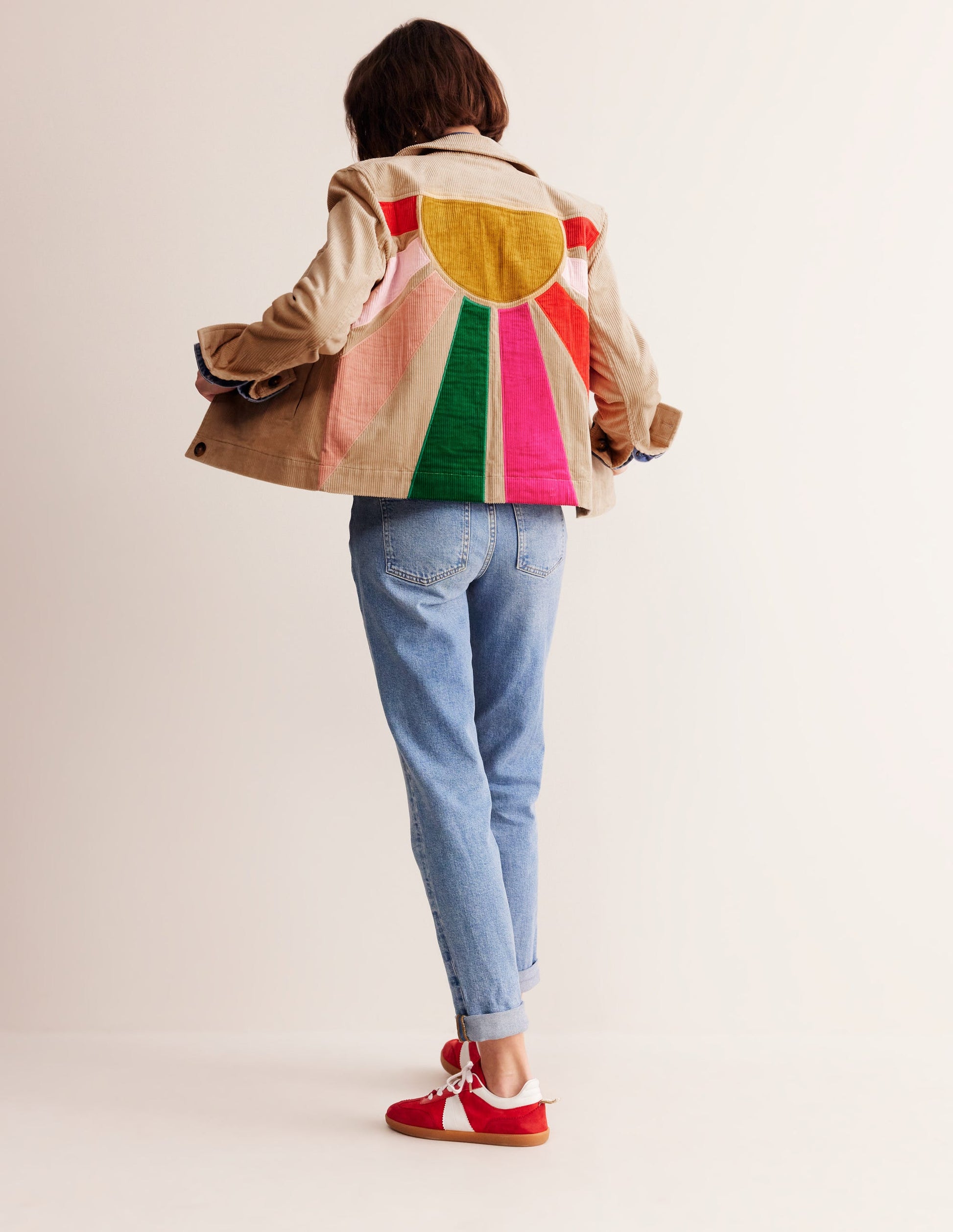 Veste en velours côtelé-Soleil appliqué-4