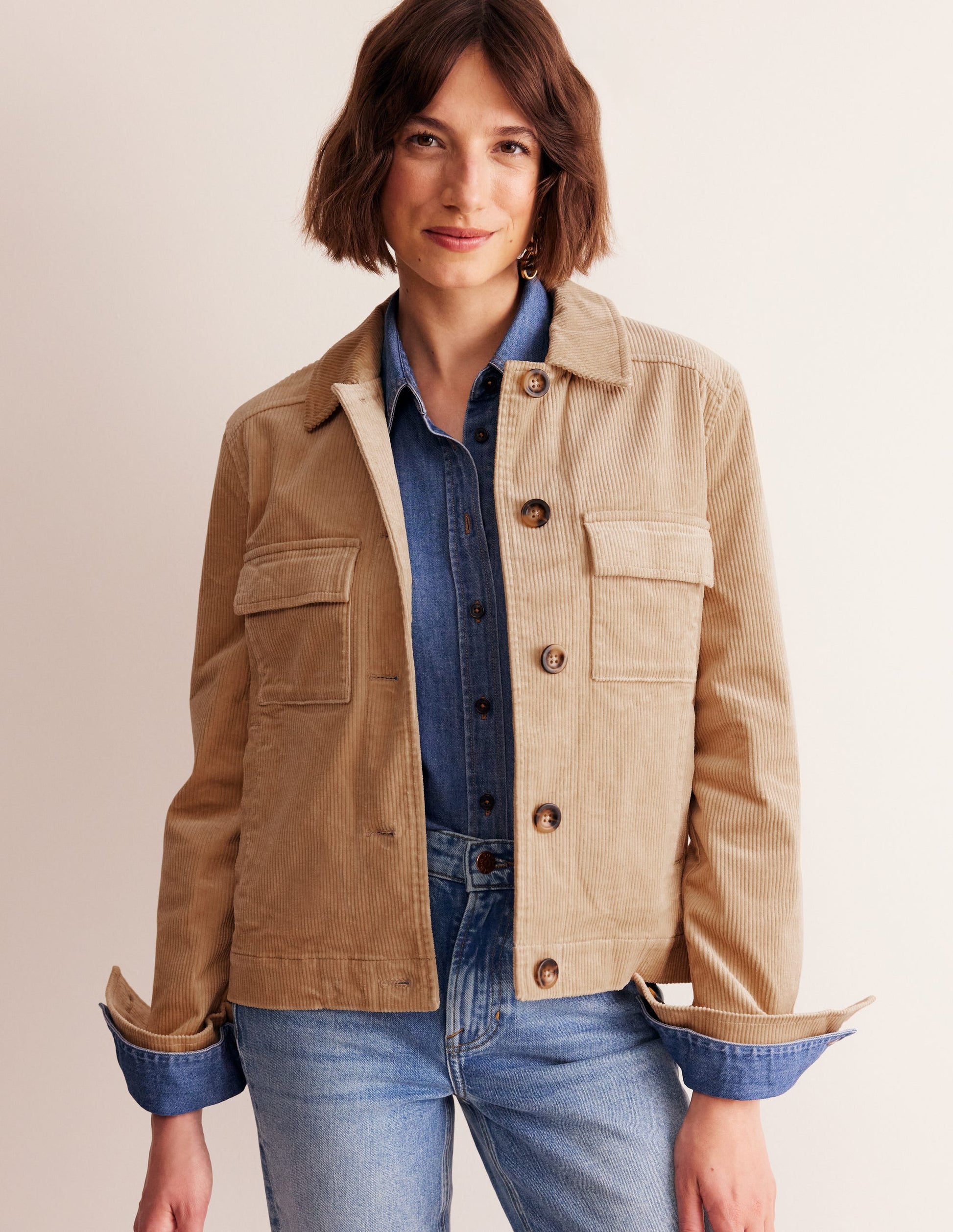 Veste en velours côtelé-Soleil appliqué-5