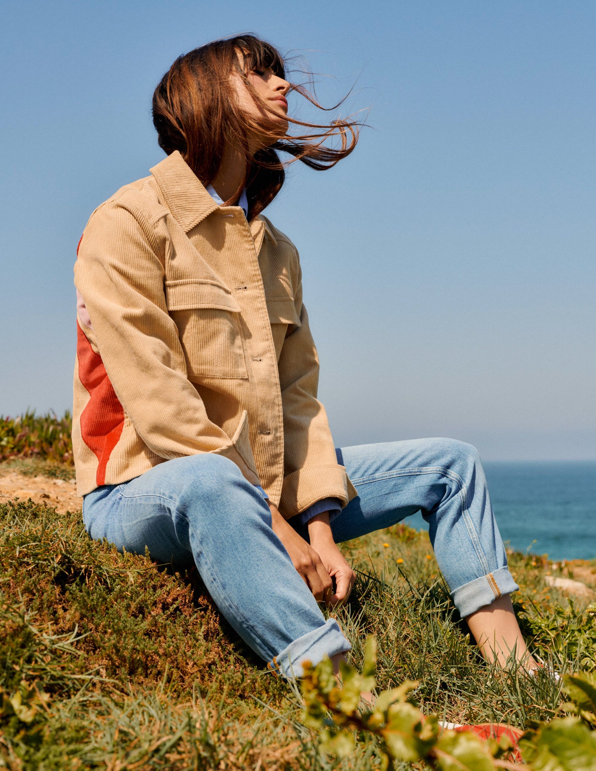 Veste en velours côtelé-Soleil appliqué-6