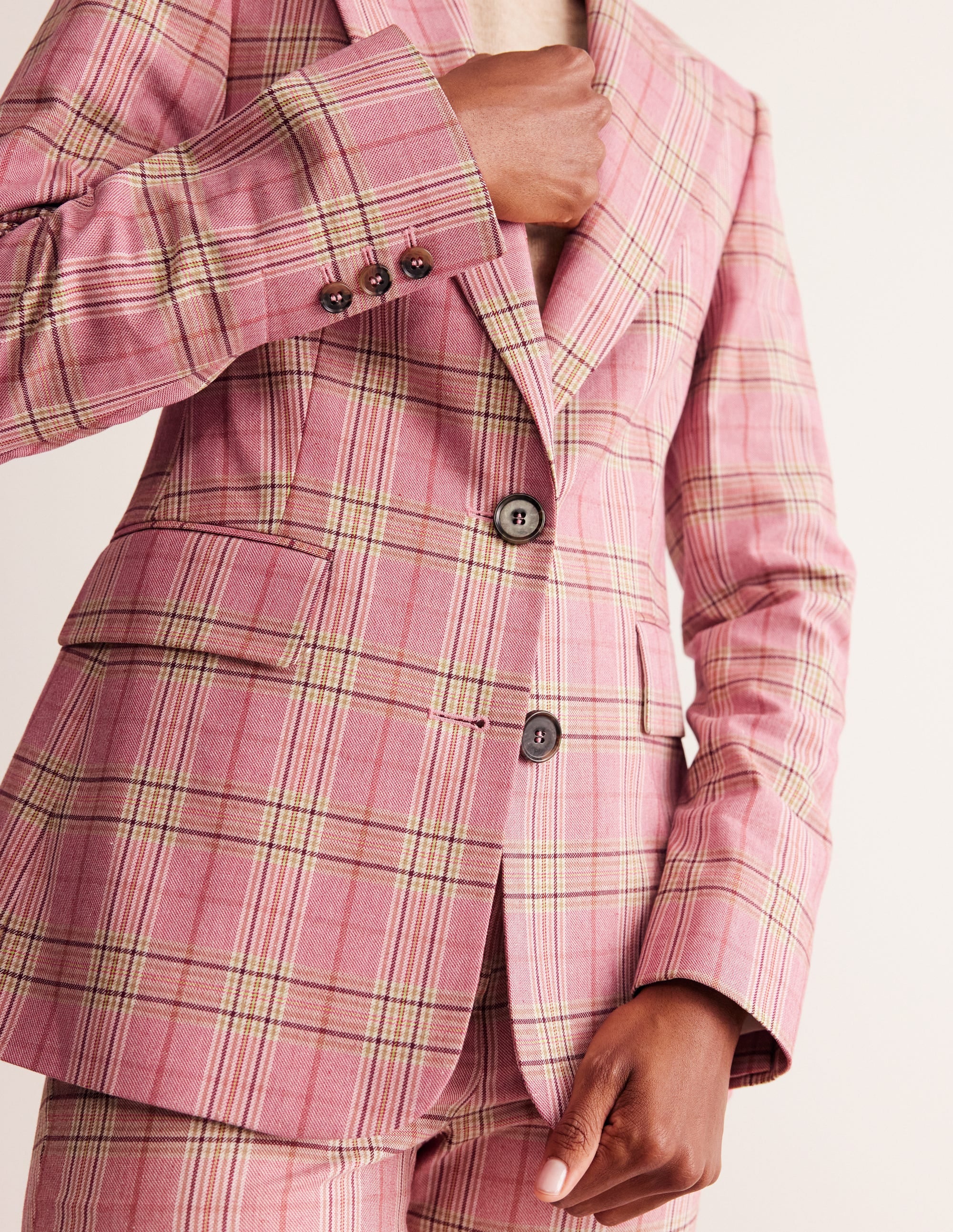 Blazer Marylebone en coton-Carreaux roses - Image 2