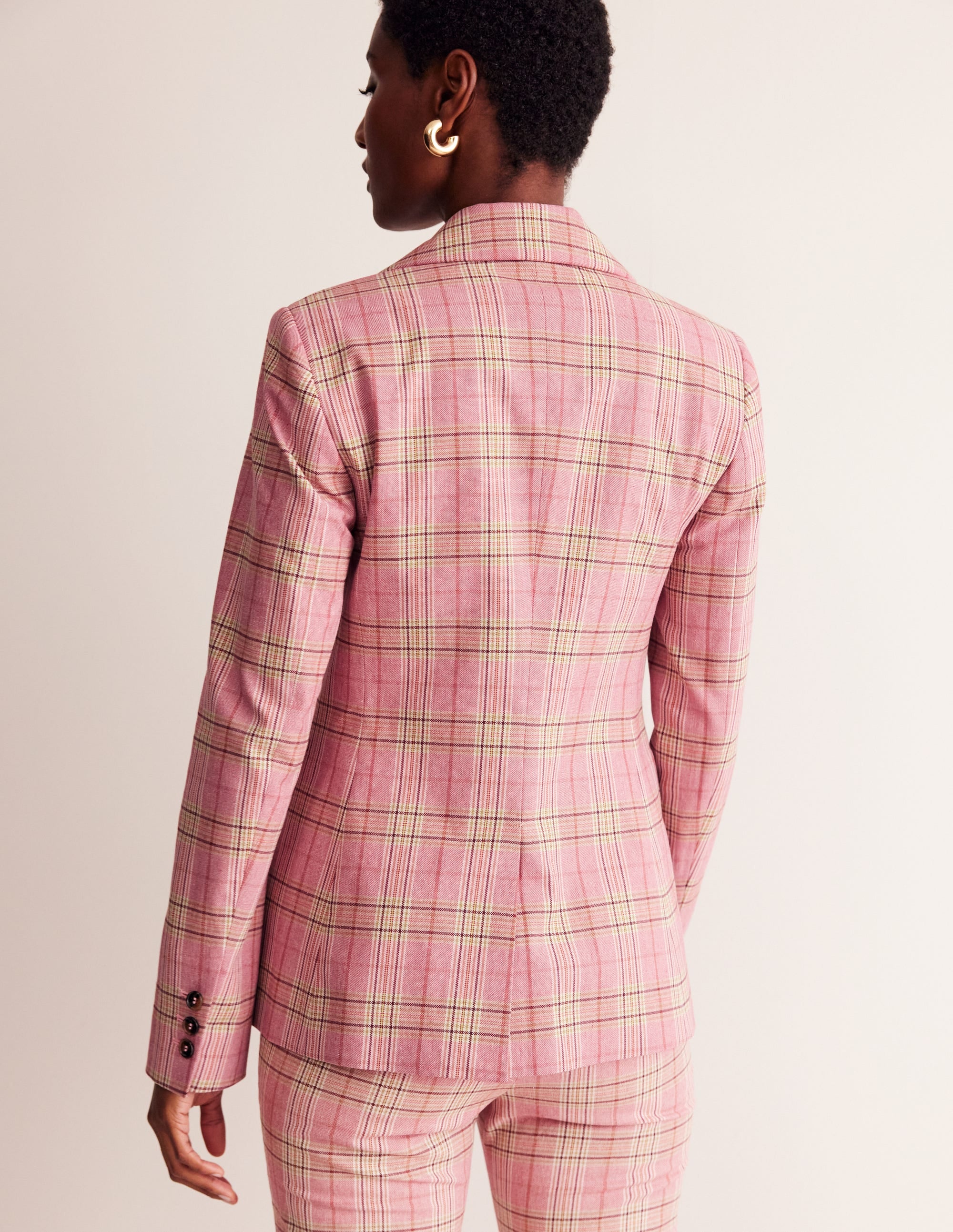 Blazer Marylebone en coton-Carreaux roses - Image 3