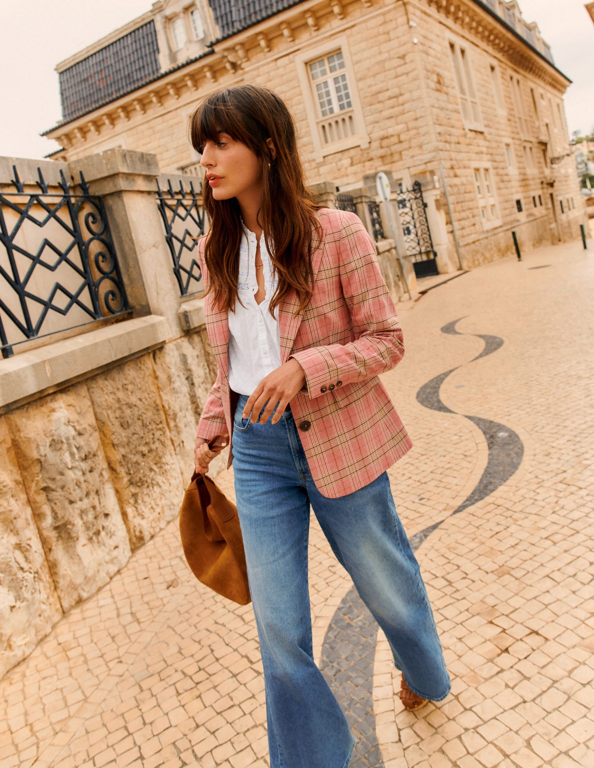 Blazer Marylebone en coton-Carreaux roses - Image 5