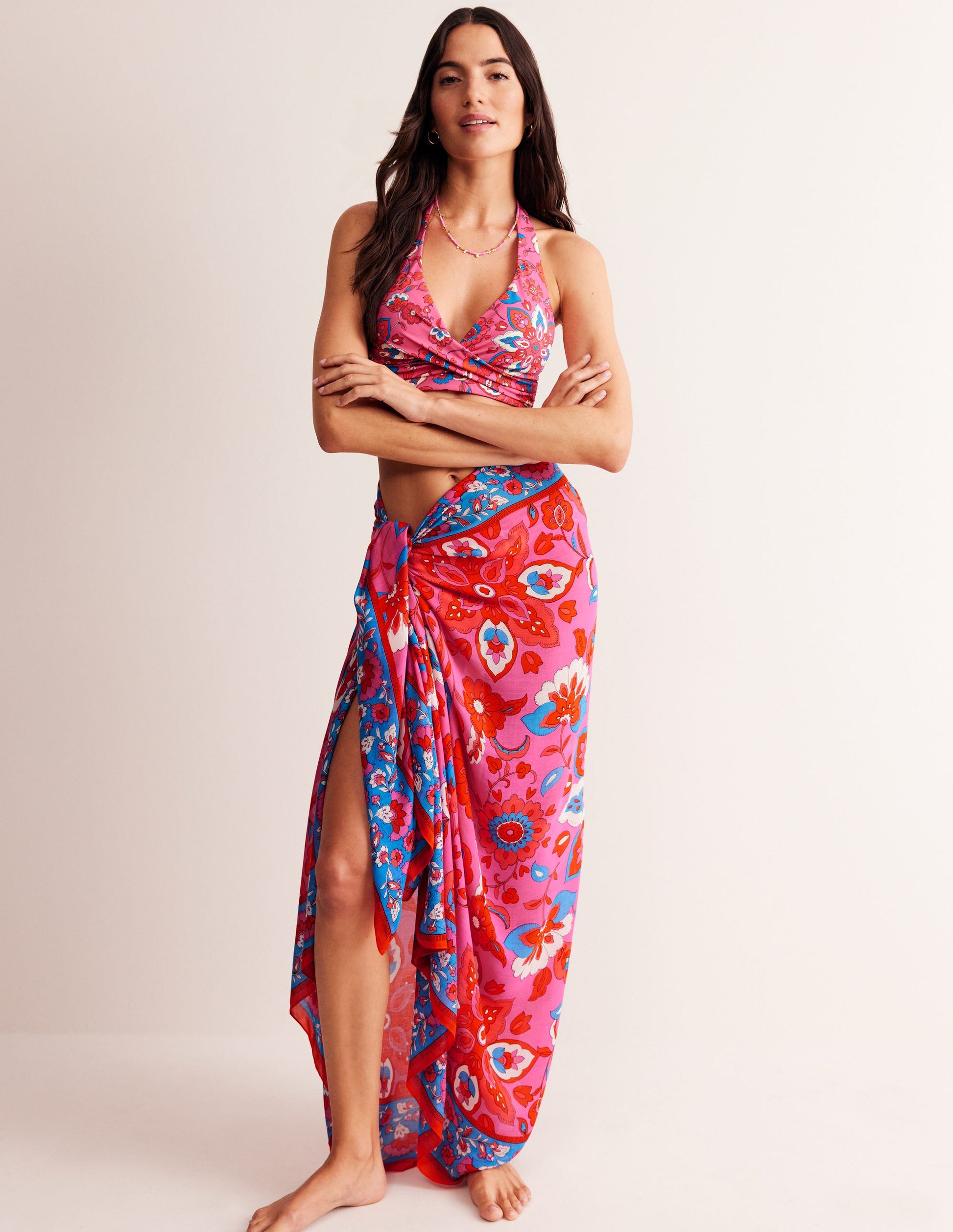 Sarong-Schal mit Muster-Partypink, Floraler Zweig-2