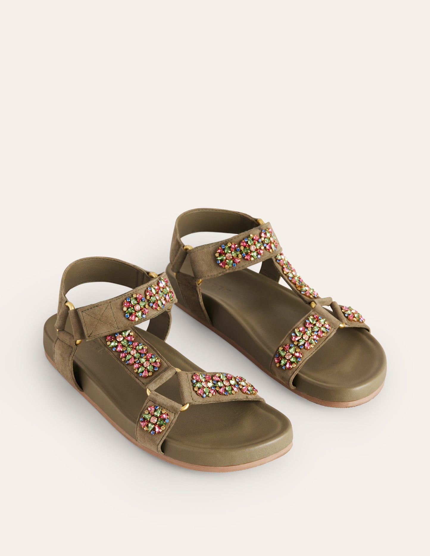 Embellished Trek Sandals-Deep Olive