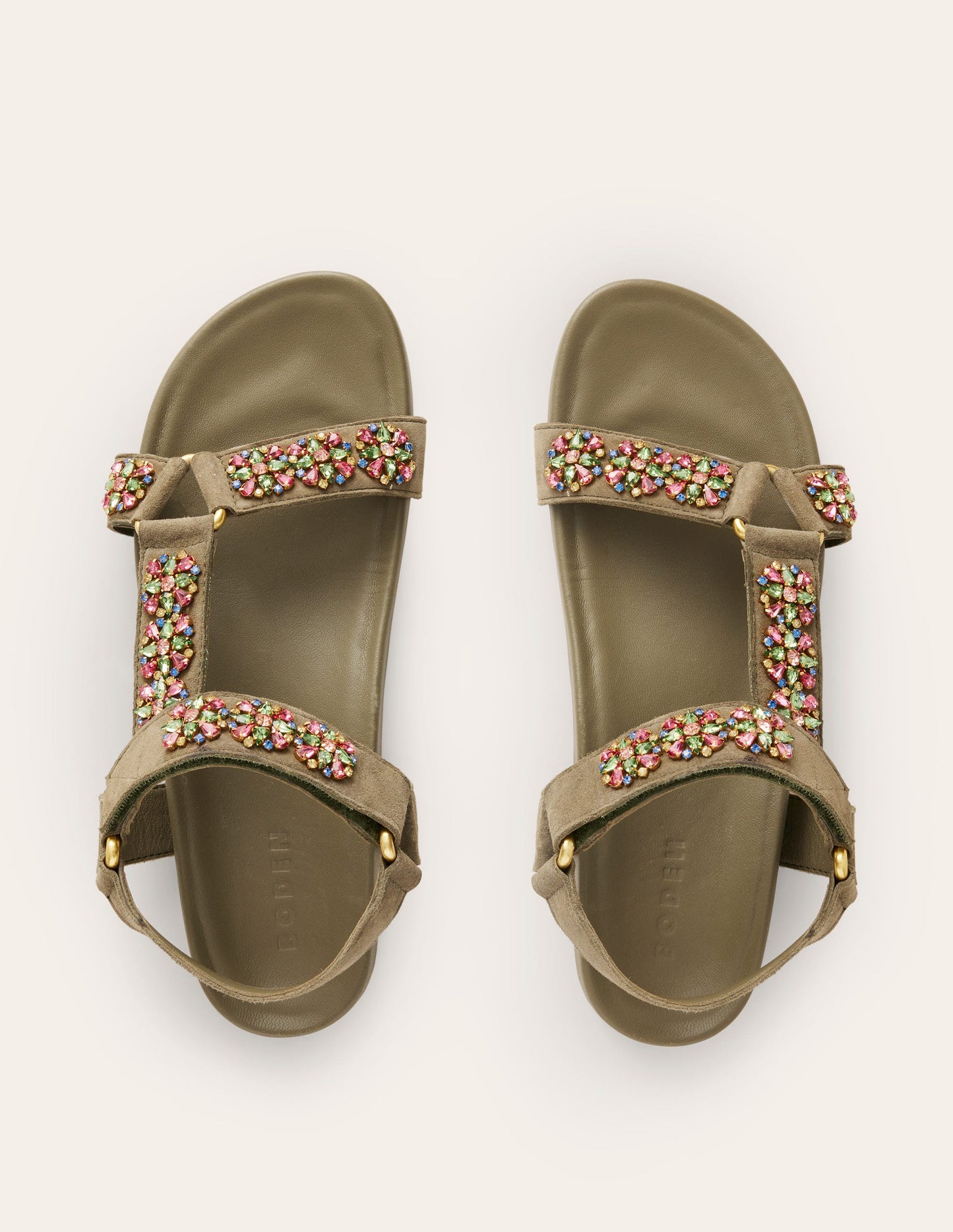 Embellished Trek Sandals-Deep Olive