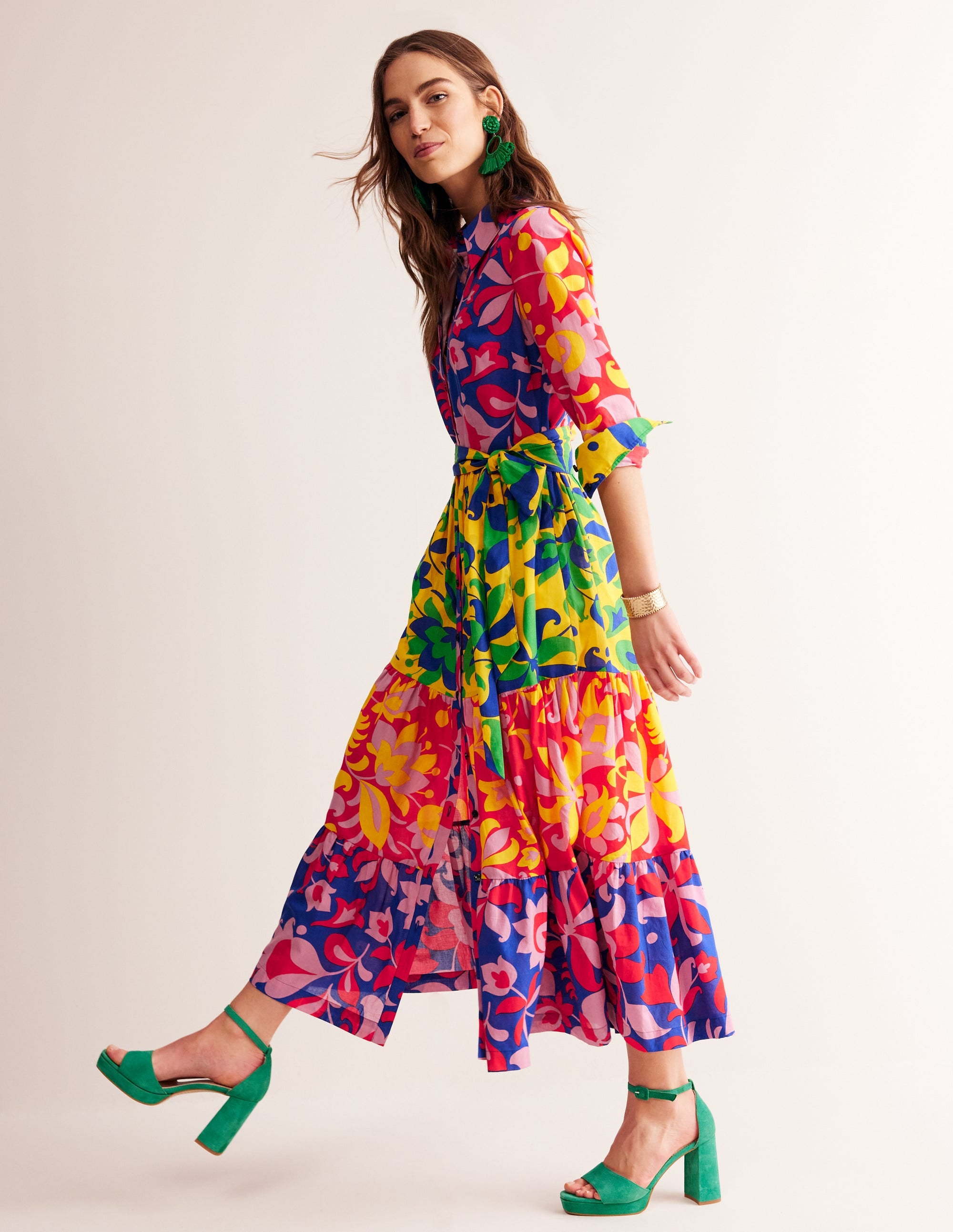 Robe-chemise midi Flo en coton-Tulipe abstraite, pêle-mêle - Image 1