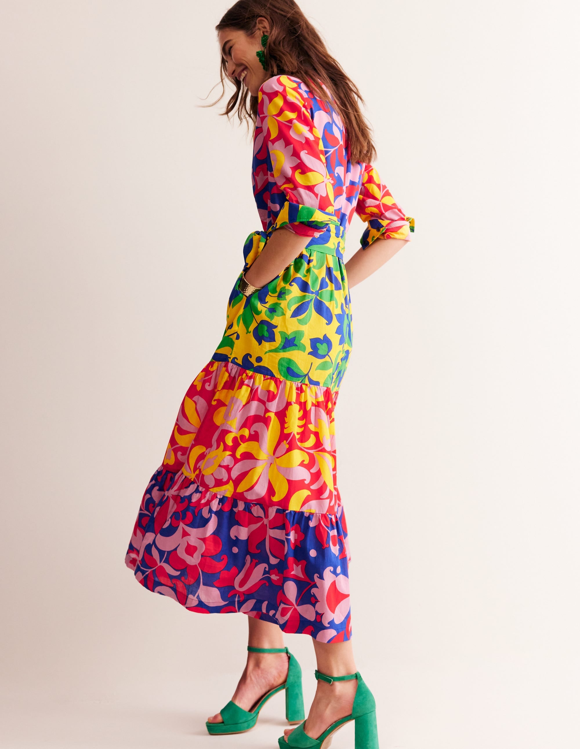 Robe-chemise midi Flo en coton-Tulipe abstraite, pêle-mêle - Image 4