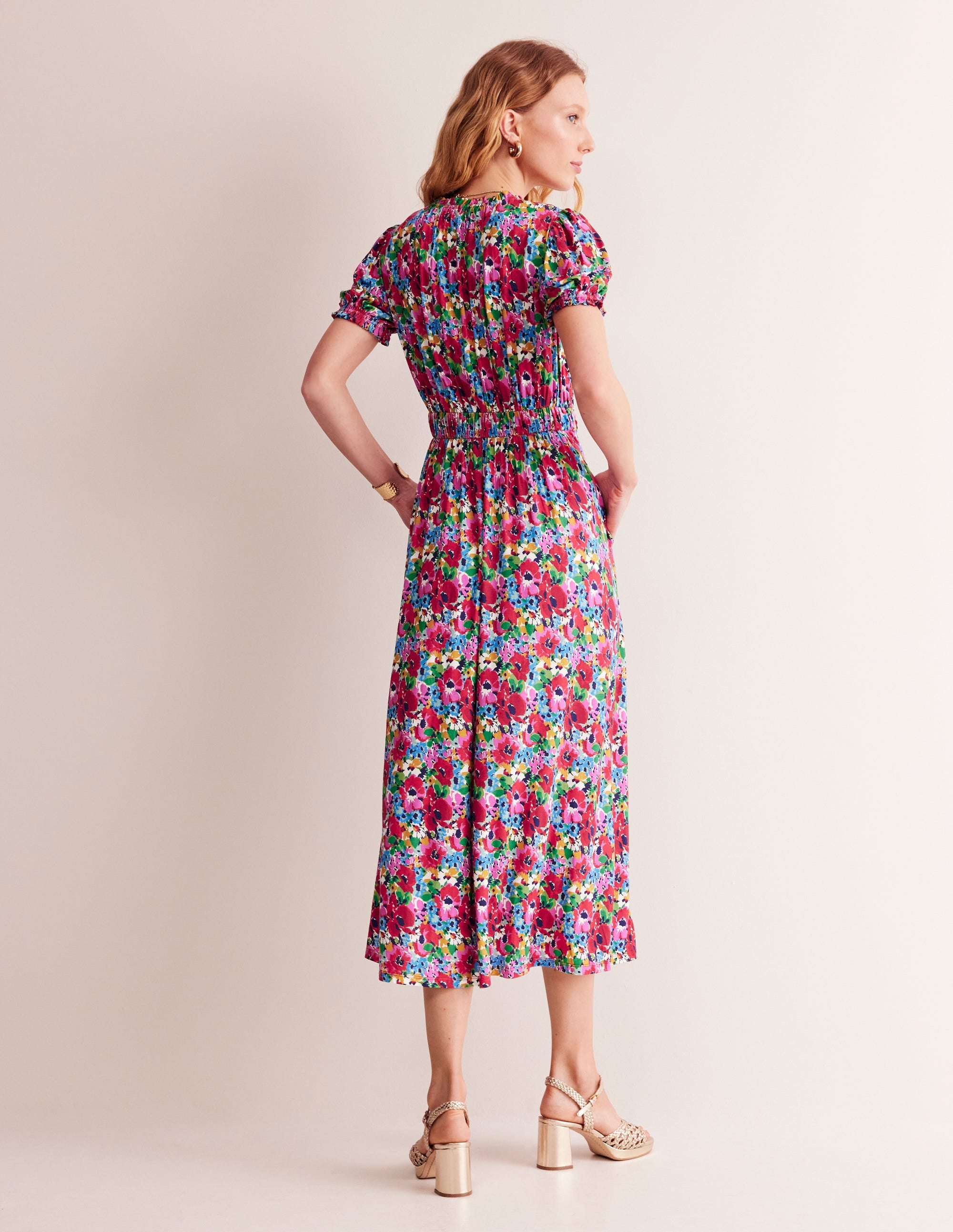 Robe midi style 40s Rosanna en jersey-Beacon Monkey Palm - Image 3