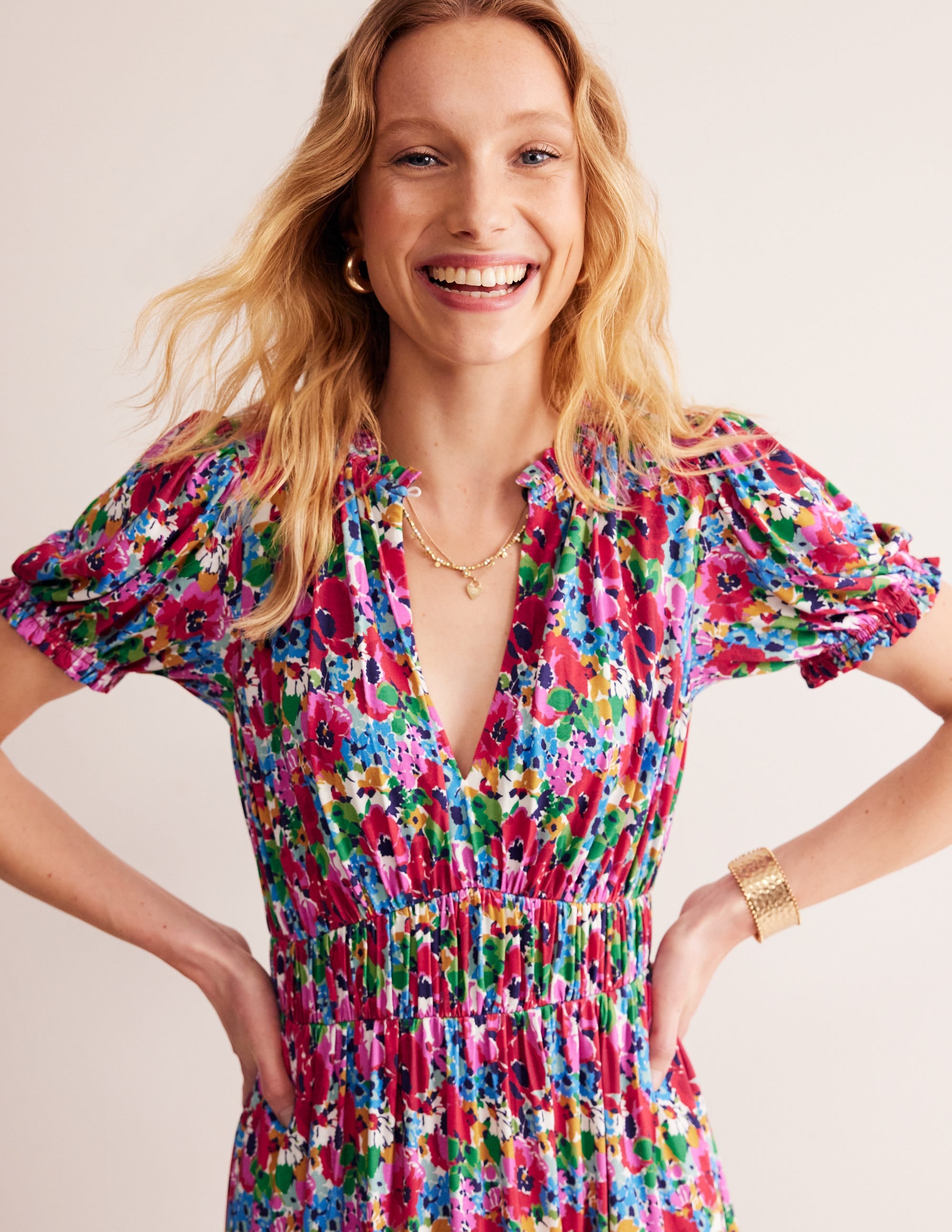 Robe midi style 40s Rosanna en jersey-Beacon Monkey Palm - Image 4