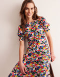 Robe midi style 40s Corinne-Multi, motif Paintbox Ditsy