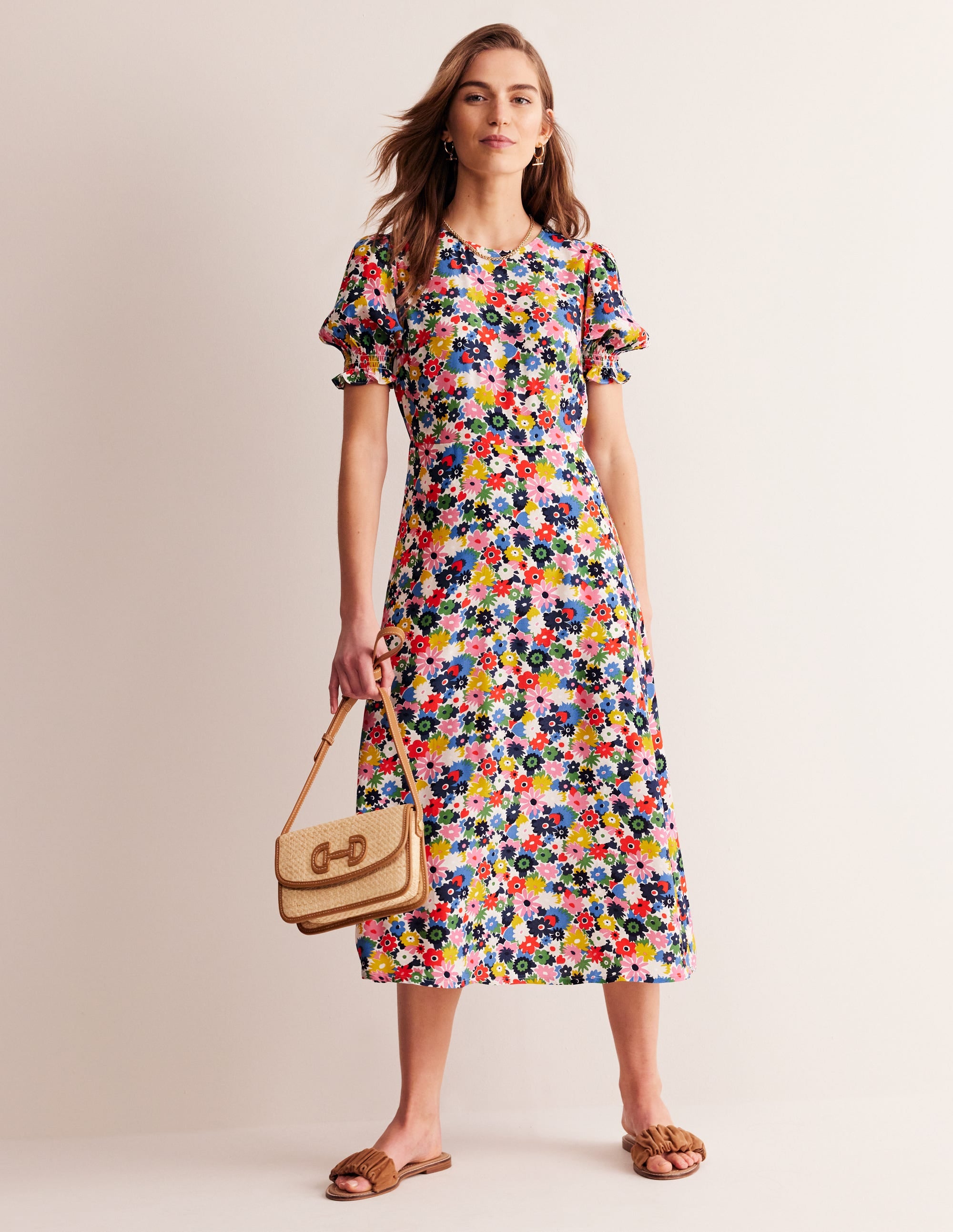 Robe midi style 40s Corinne-Multi, motif Paintbox Ditsy - Image 2