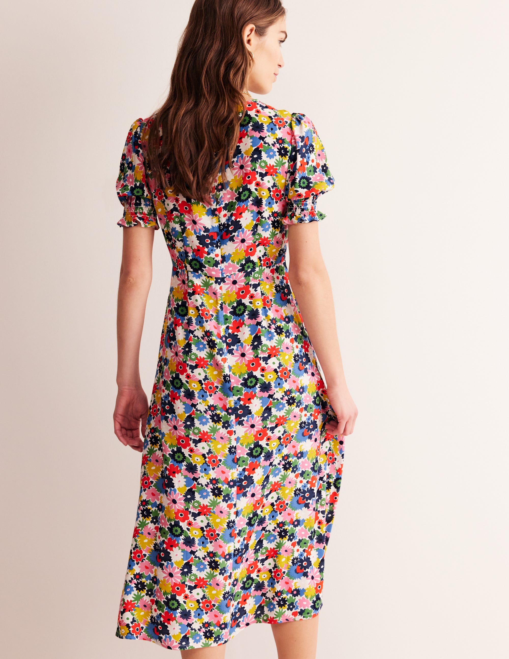 Robe midi style 40s Corinne-Multi, motif Paintbox Ditsy - Image 4