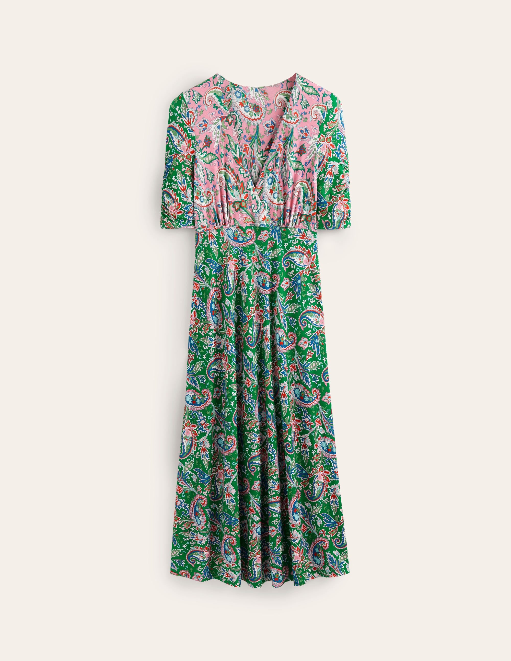 Rebecca Midi-Teekleid aus Jersey-Kaschmir-Rose, Paisley Azurblau - Image 7
