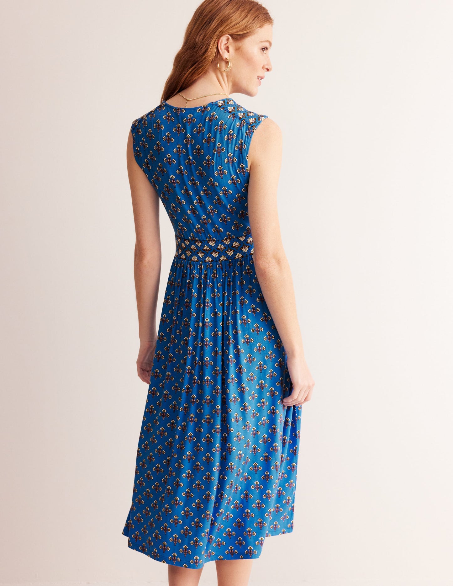 Thea Sleeveless Midi Dress-Indigo Bunting, Passion Stem