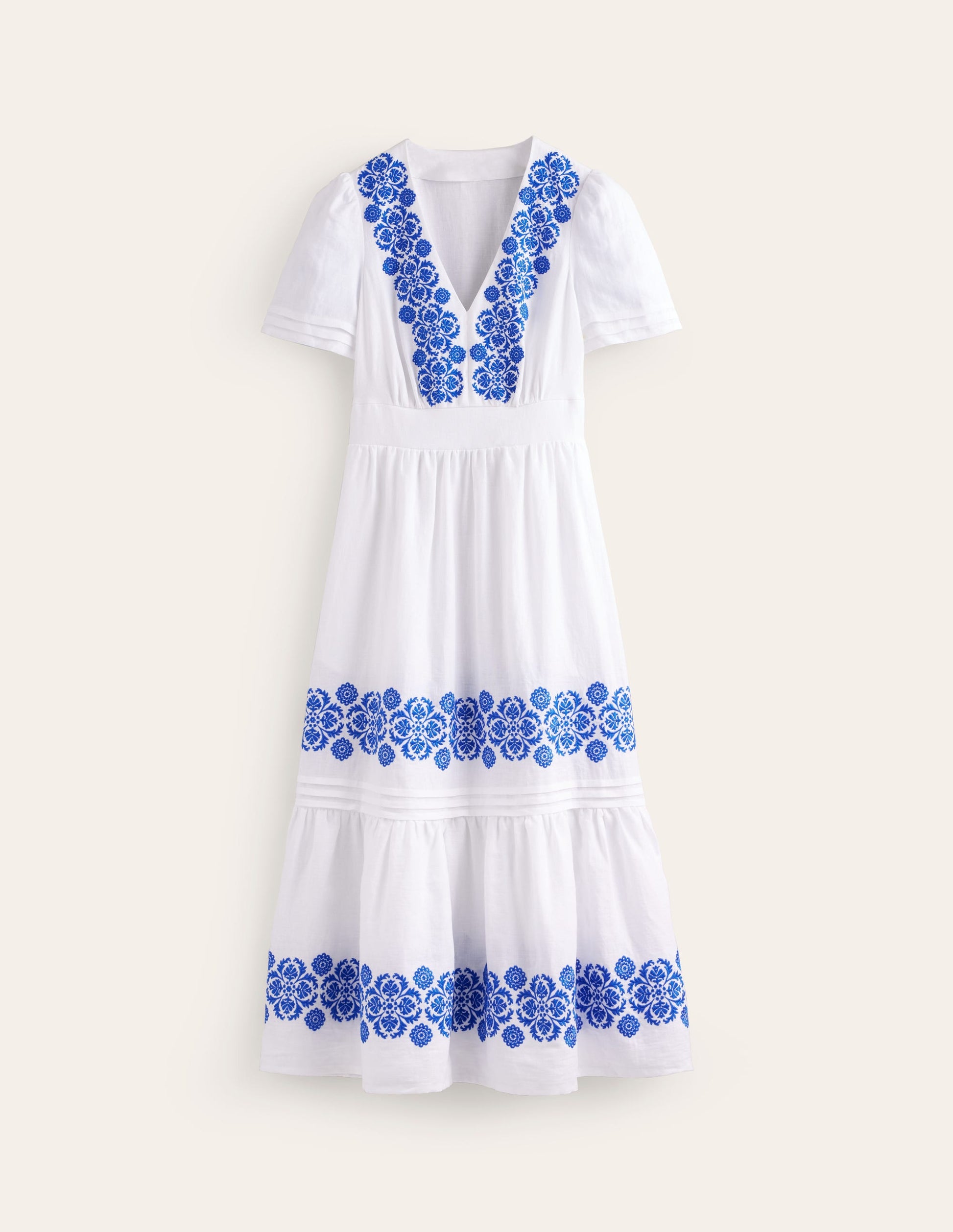 Eve Midikleid aus Leinen-Weiß-8