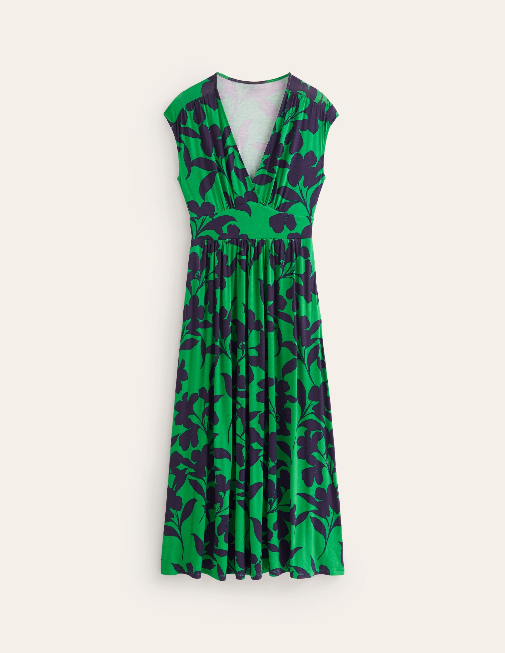 Vanessa Maxi-Wickelkleid aus Jersey-Grün, Blütensilhouette - Image 7