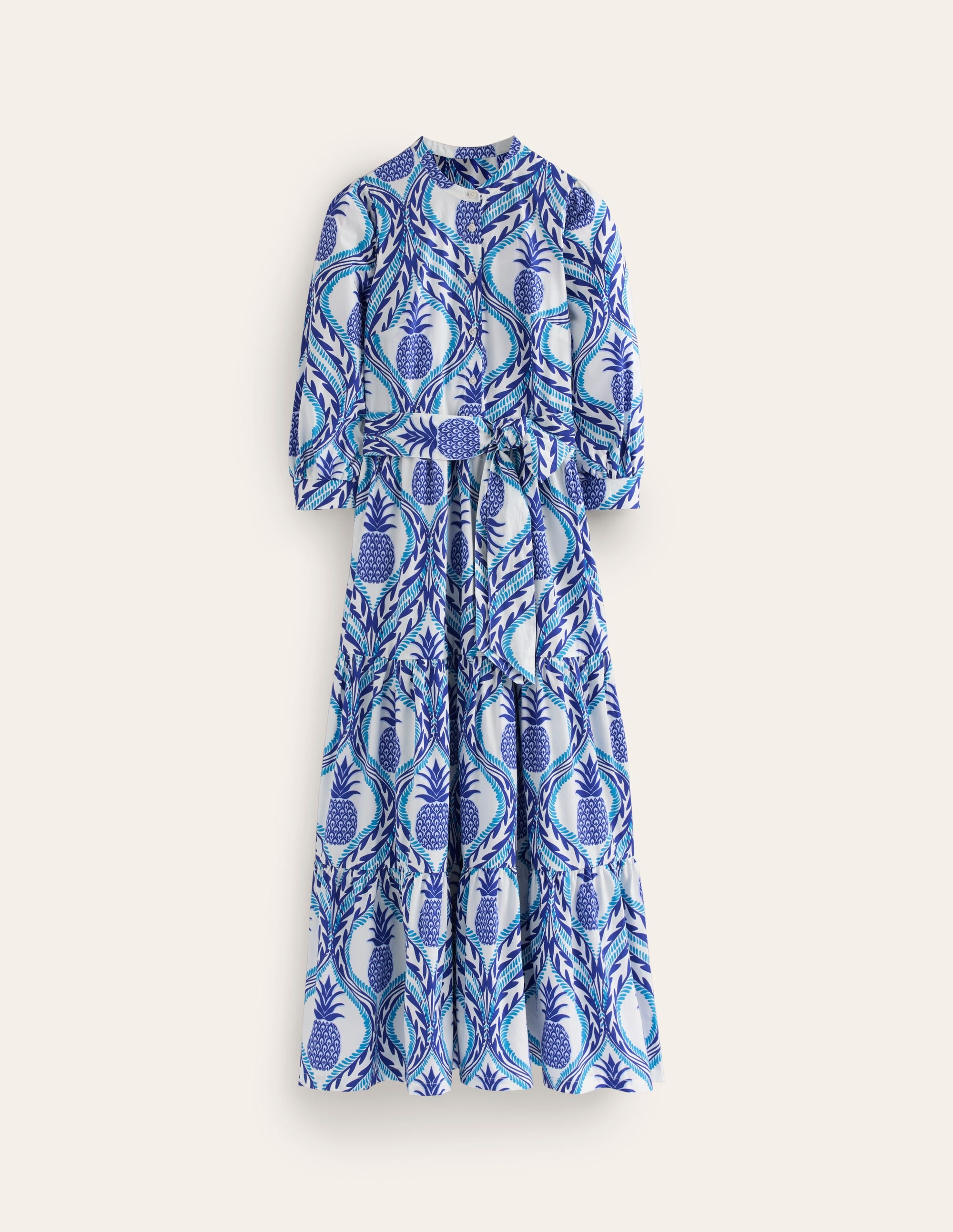 Alba Gestuftes Maxikleid aus Baumwolle-Surf The Web, Ananas Welle - Image 7