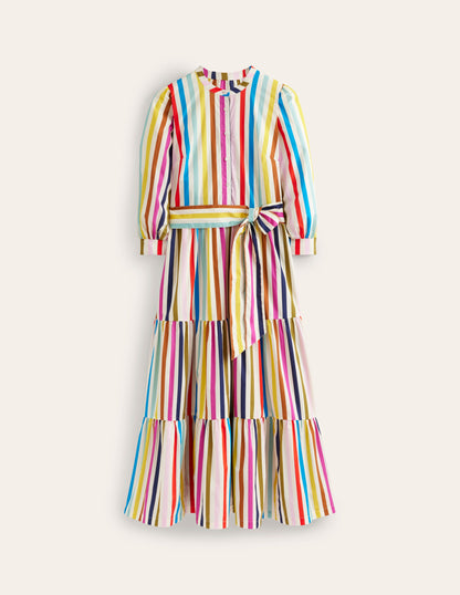 Alba Gestuftes Maxikleid aus Baumwolle-Bunt Streifen-8