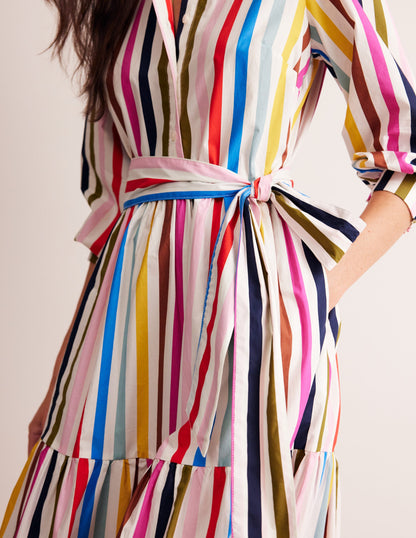 Alba Gestuftes Maxikleid aus Baumwolle-Bunt Streifen-2