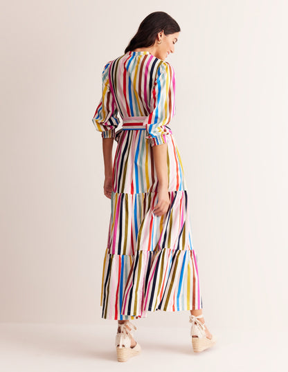 Alba Gestuftes Maxikleid aus Baumwolle-Bunt Streifen-3