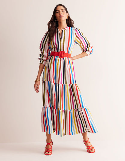 Alba Gestuftes Maxikleid aus Baumwolle-Bunt Streifen-6