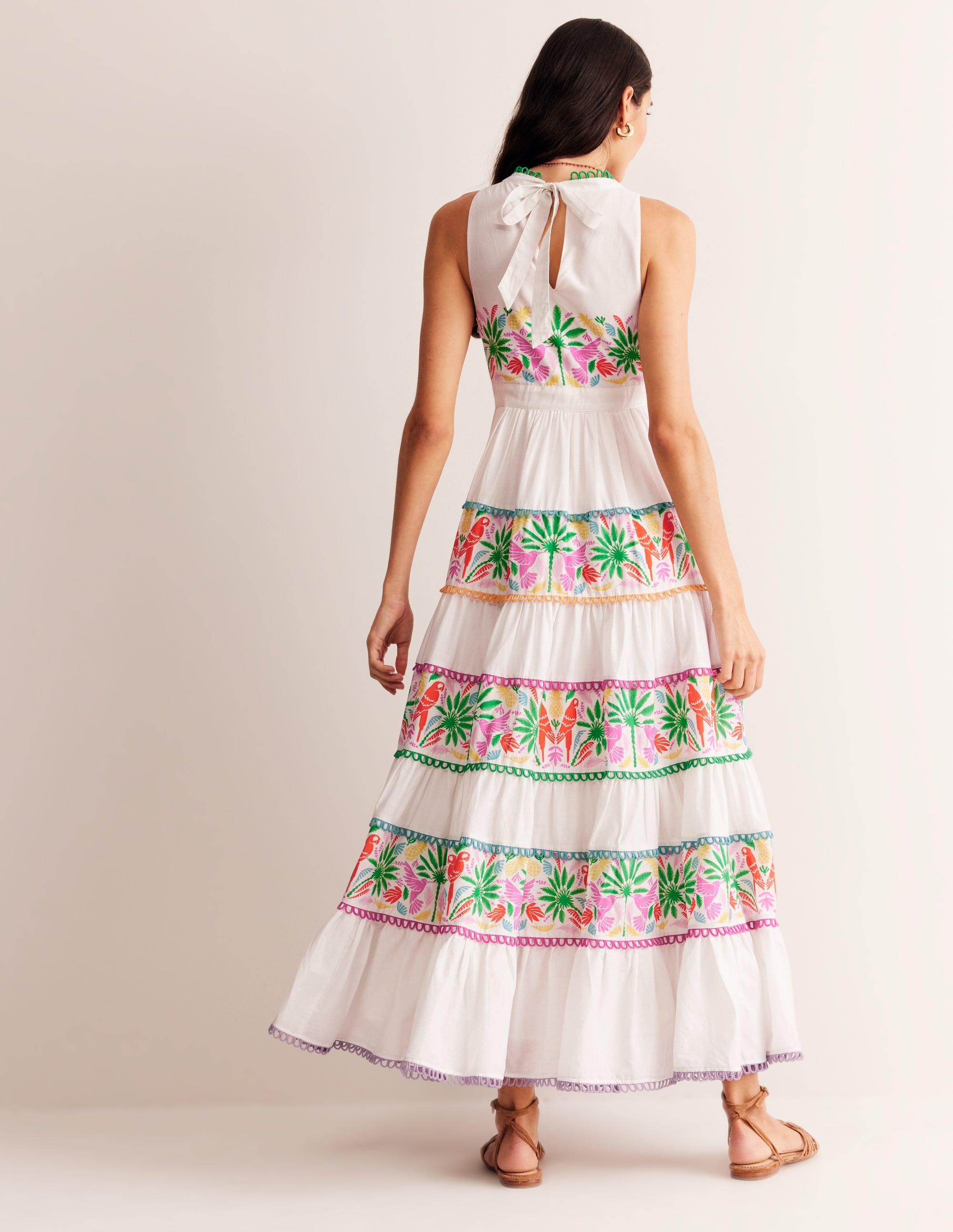 Serena Maxikleid aus Baumwolle zum Binden-Bunt Tropischer Papagei - Image 4