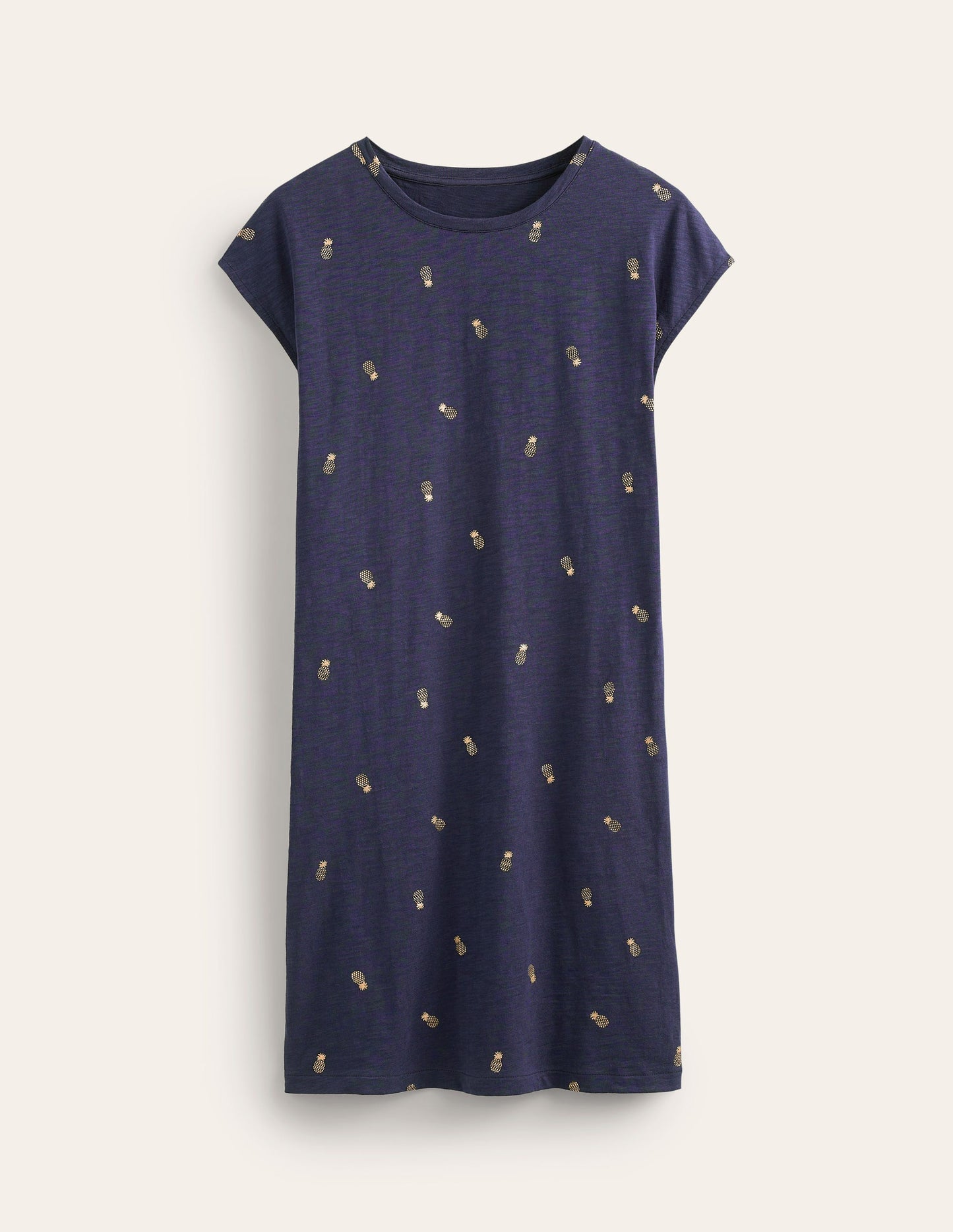 Leah T-Shirt-Kleid aus Jersey-Französisch-Marineblau, Ananas