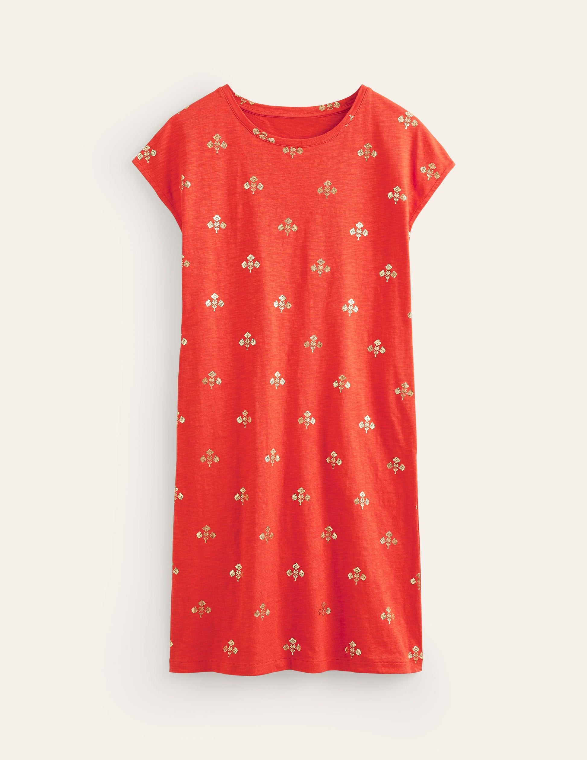 Leah T-Shirt-Kleid aus Jersey-Flame Scarlet, Passionsblume-5
