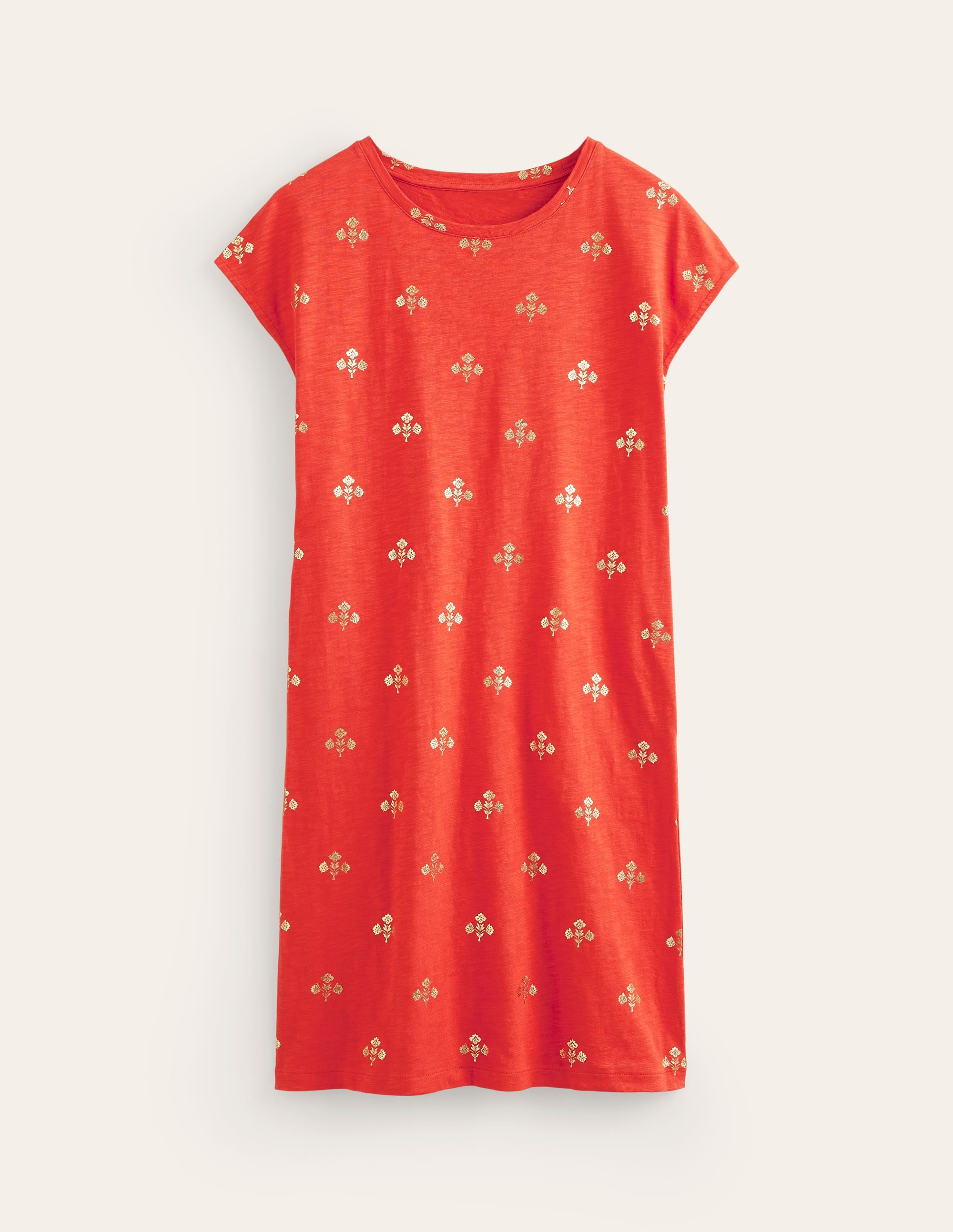 Leah T-Shirt-Kleid aus Jersey-Flame Scarlet, Passionsblume - Image 5
