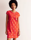 Leah T-Shirt-Kleid aus Jersey-Flame Scarlet, Passionsblume