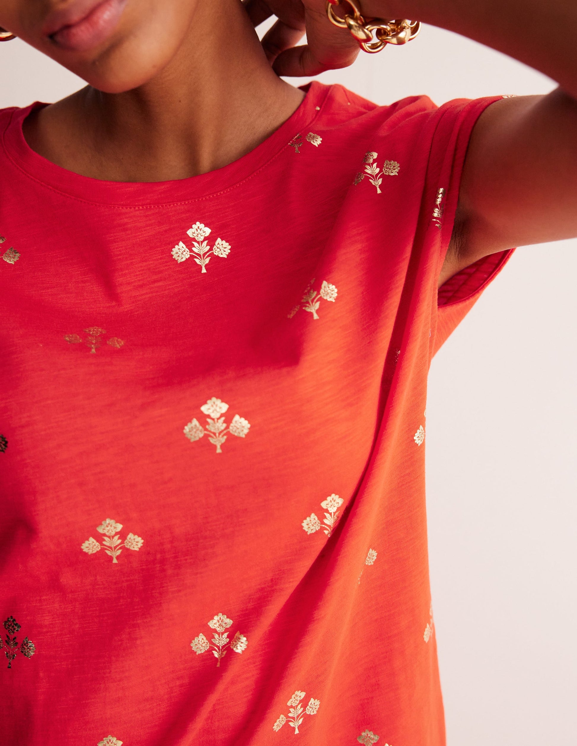Leah T-Shirt-Kleid aus Jersey-Flame Scarlet, Passionsblume-2