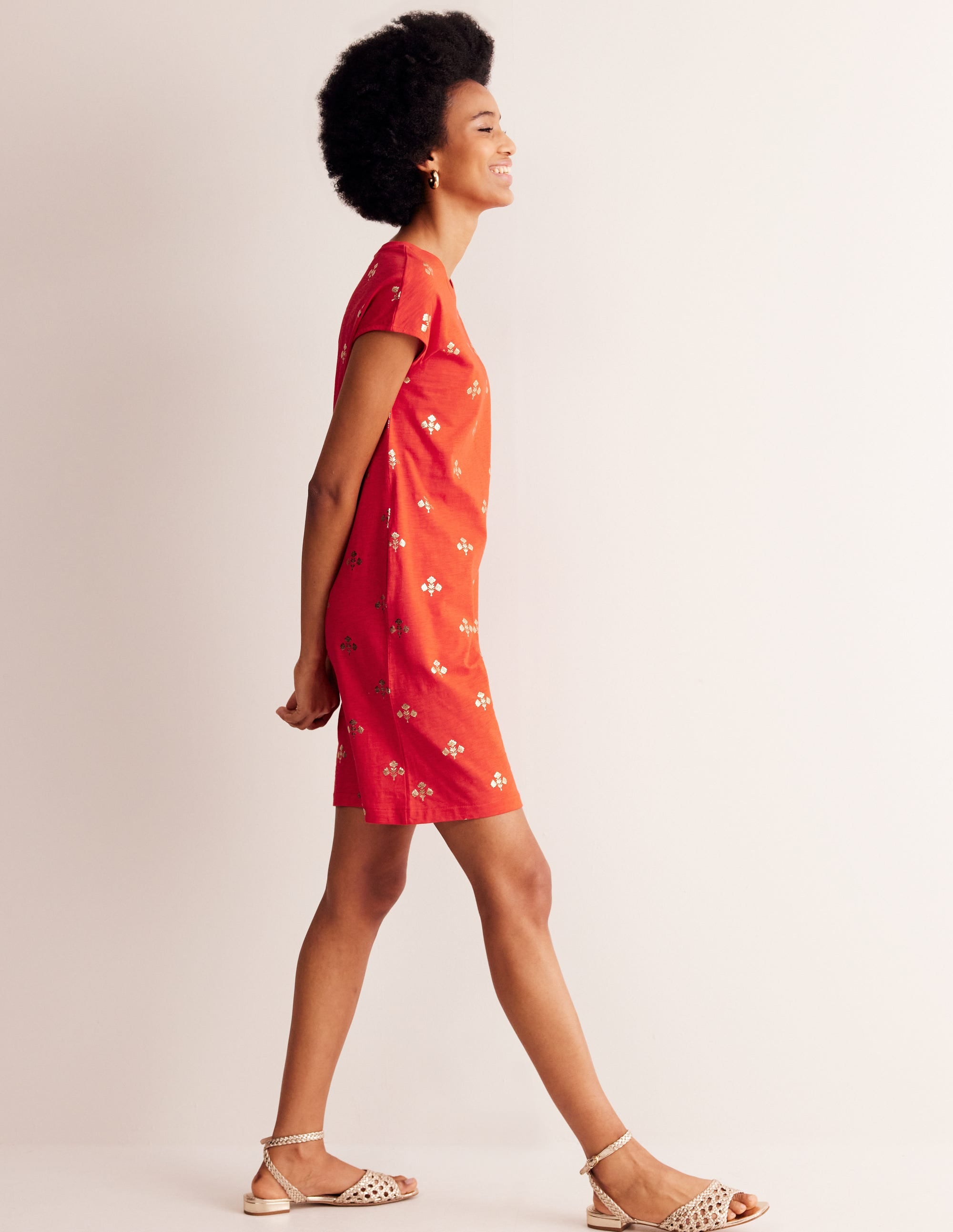 Leah T-Shirt-Kleid aus Jersey-Flame Scarlet, Passionsblume - Image 4