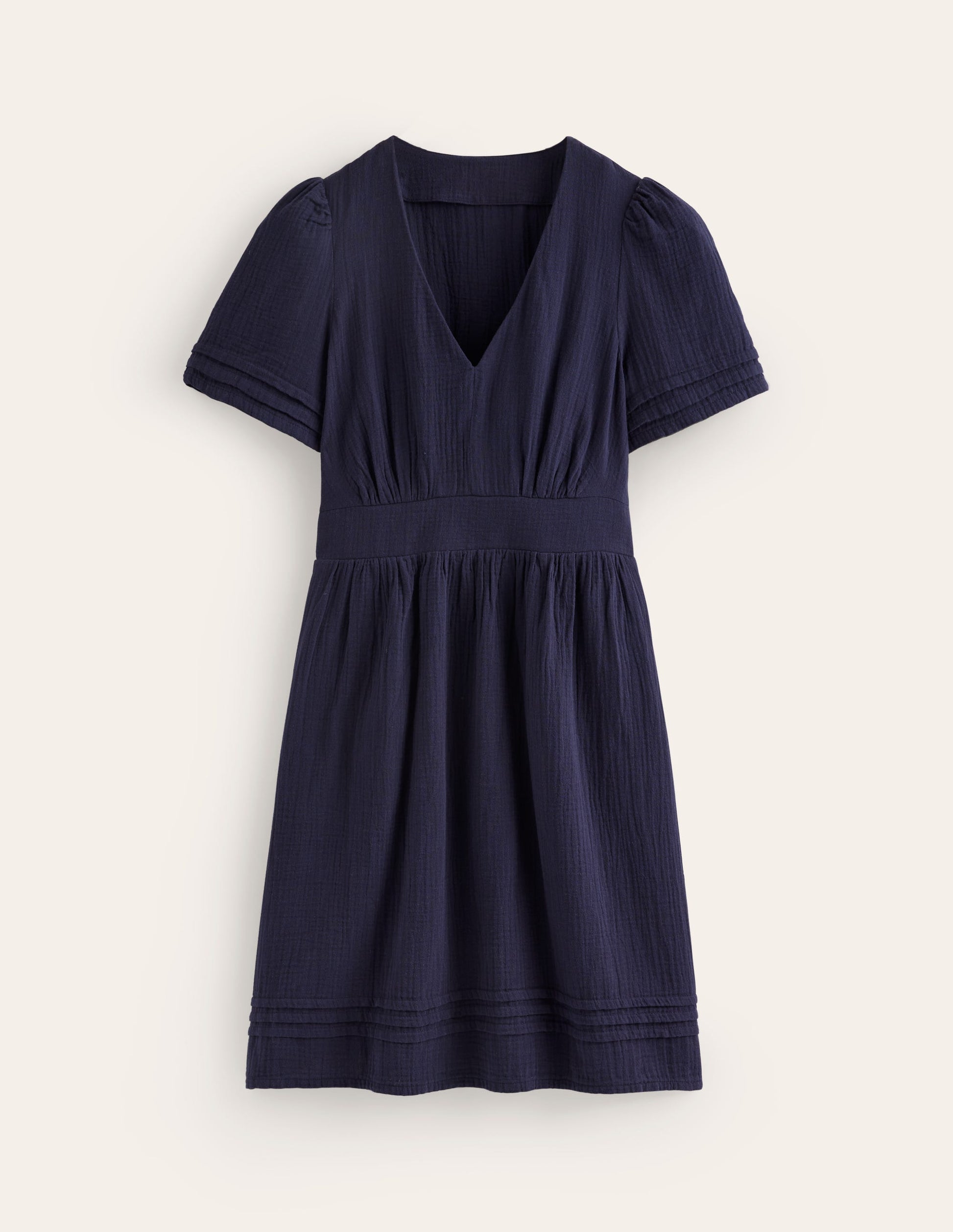Robe courte Eve double-étoffe-Bleu Marine, Petits Pois-5