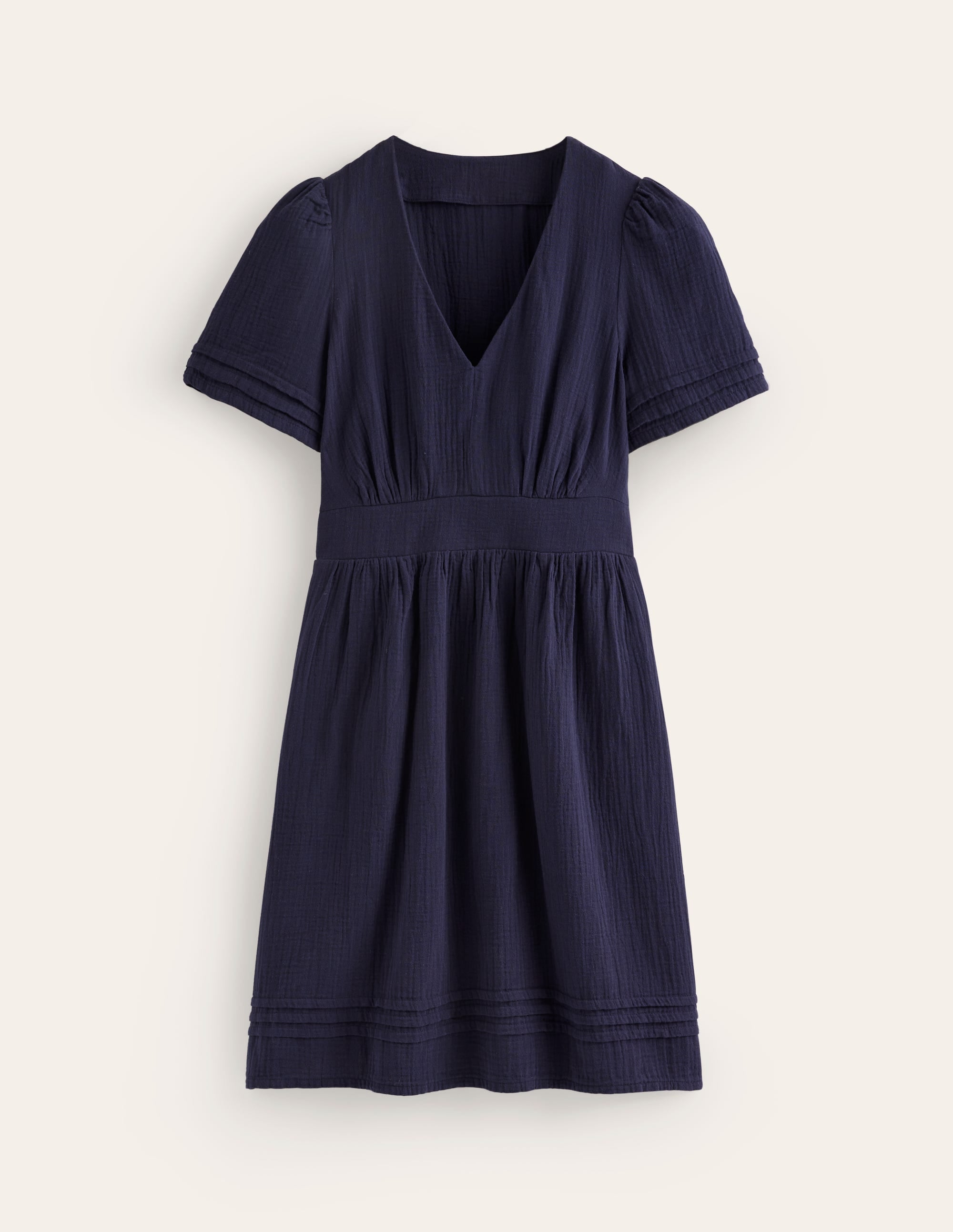 Robe courte Eve double-étoffe-Bleu Marine, Petits Pois - Image 5
