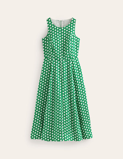 Carla Linen Midi Dress-Green Tambourine, Geo