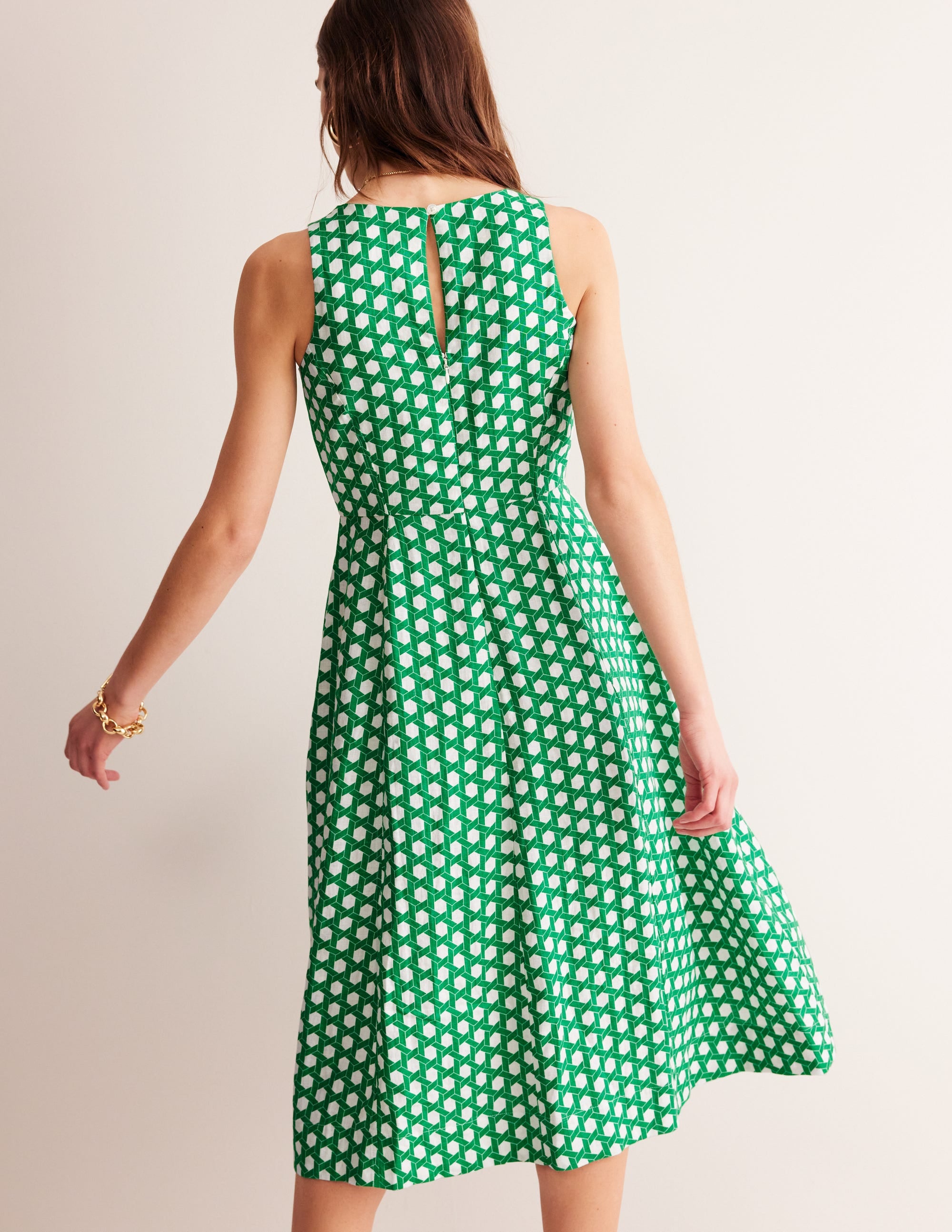 Carla Leinen-Midikleid-Grünes Tamburin, Geo - Image 3