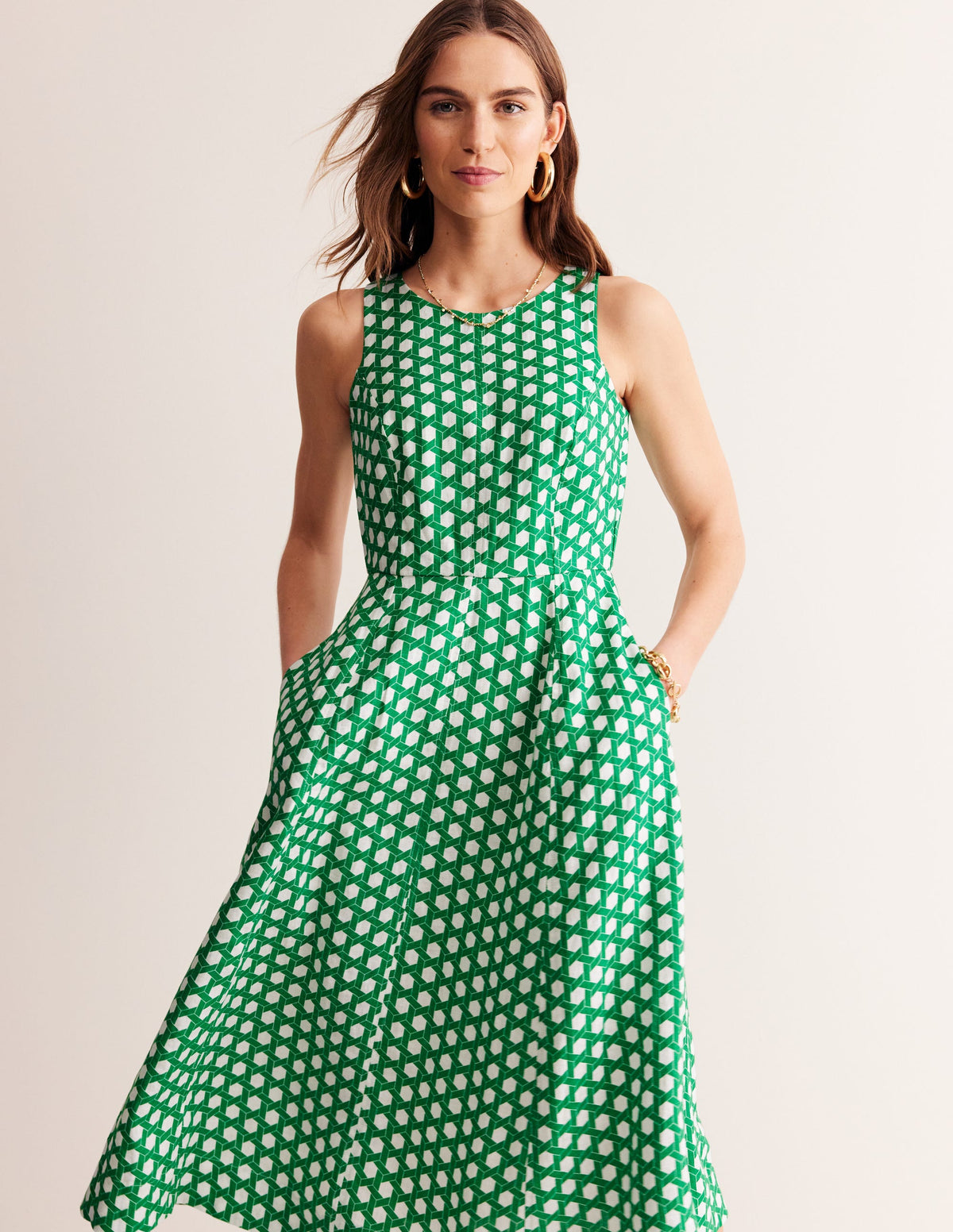 Carla Leinen-Midikleid-Grünes Tamburin, Geo - Image 4