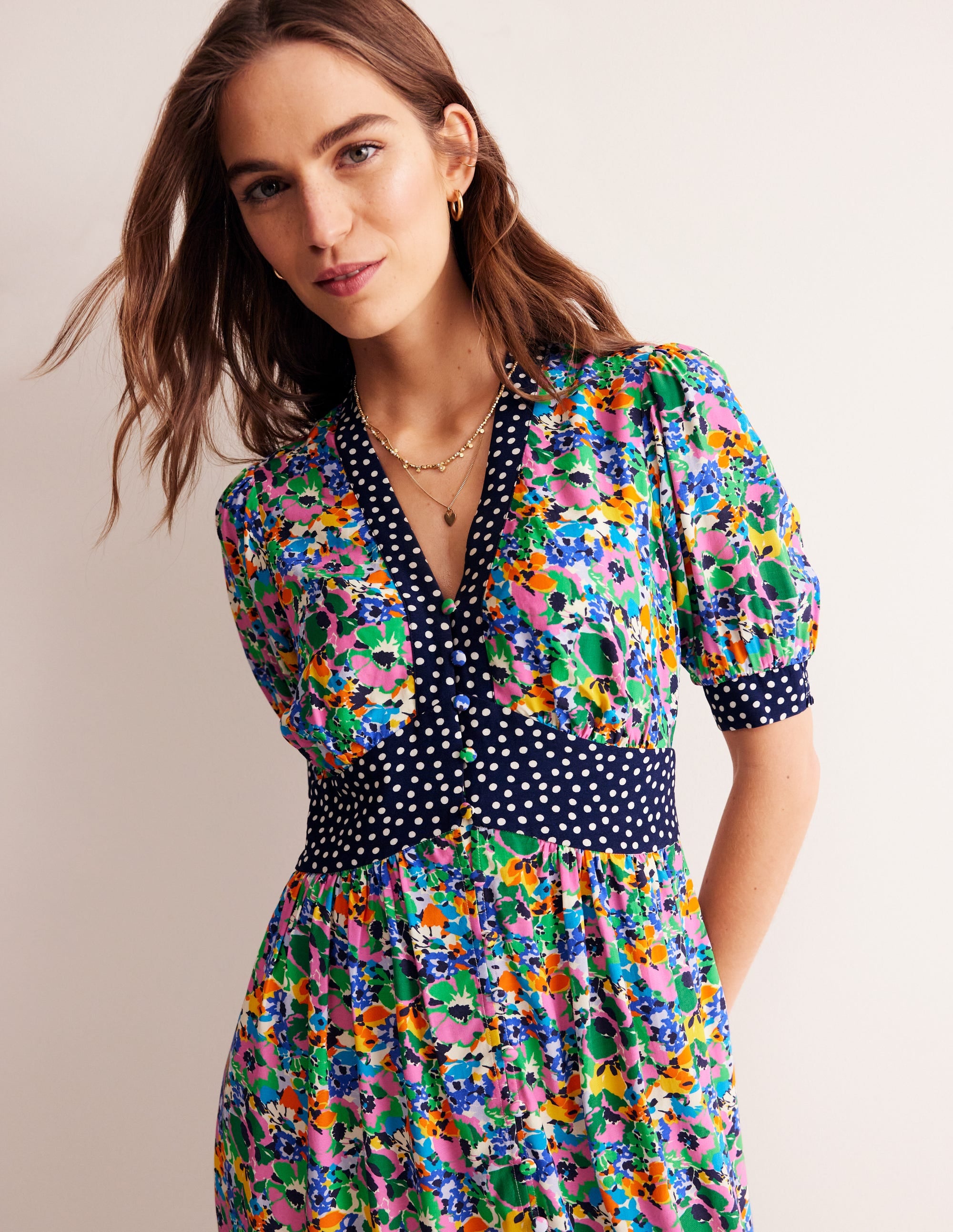 Elsa Midi-Teekleid-Beatnick Red/ Ivory - Image 1