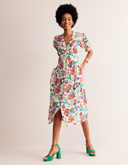 Elsa Midi Tea Dress-Multi, Wildflower Cluster