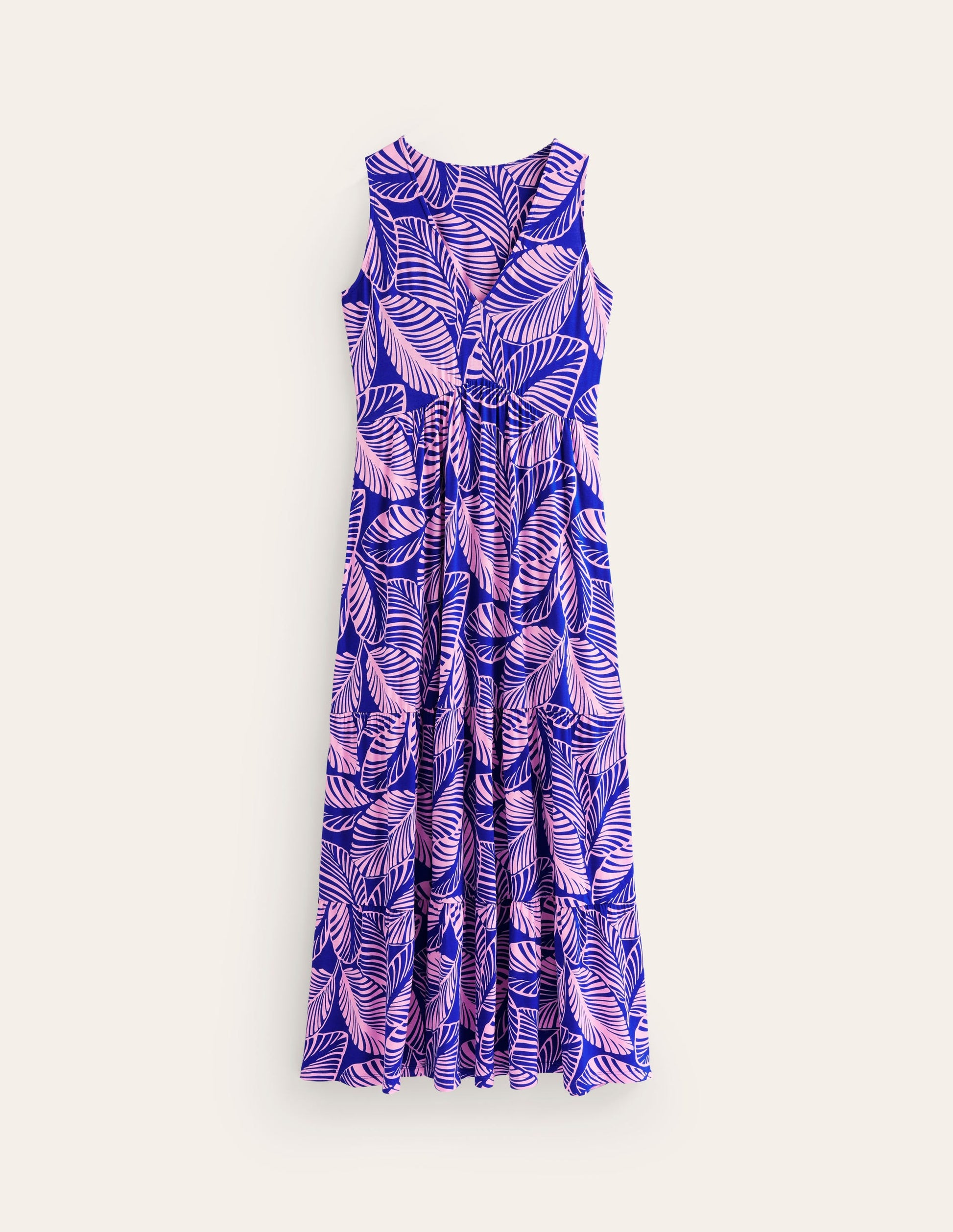Sylvia Maxi-Stufenkleid aus Jersey-Surf The Web, Calathea-Blatt-5