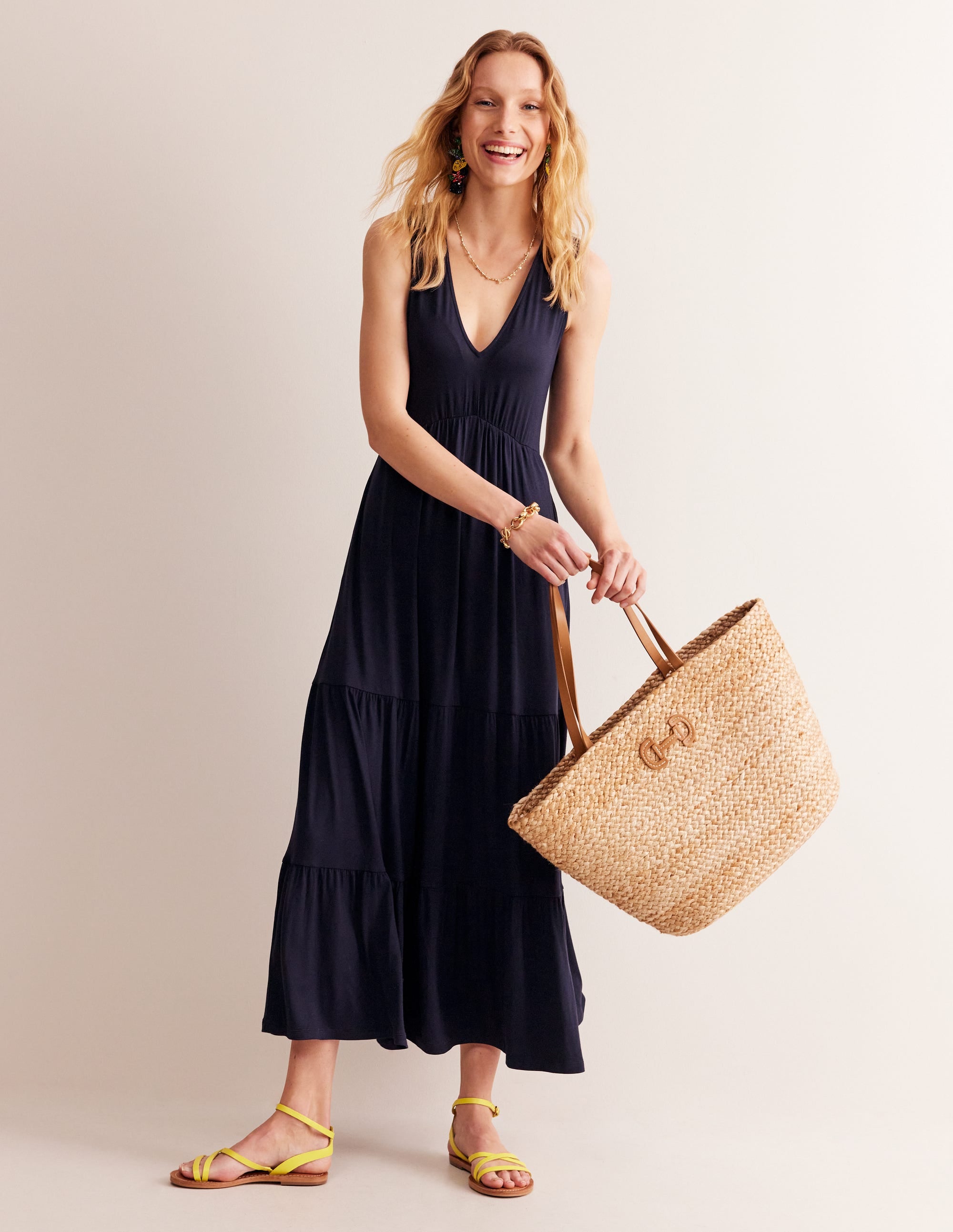 Sylvia Maxi-Stufenkleid aus Jersey-Aqua Marine Marl - Image 1